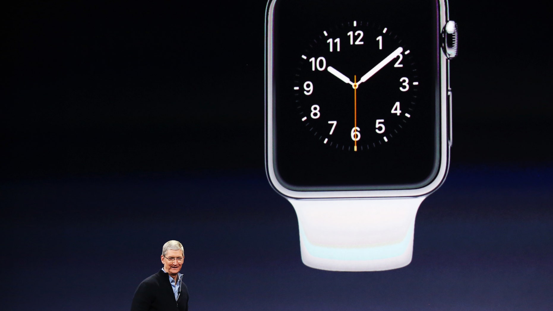 Apple CEO Tim Cook introduces the Apple Watch during an Apple event in San Francisco, California March 9, 2015.
