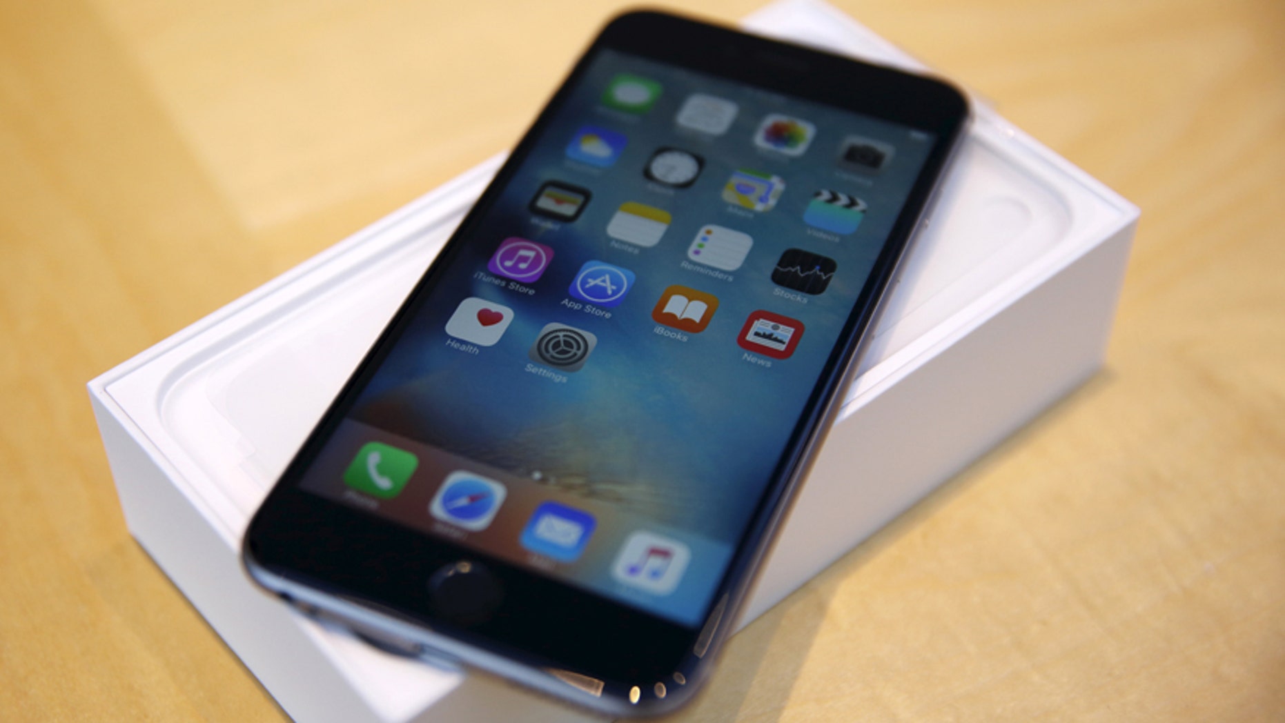 An iPhone 6s Plus is seen at the Apple retail store in Palo Alto, Calif. Sept. 25, 2015.