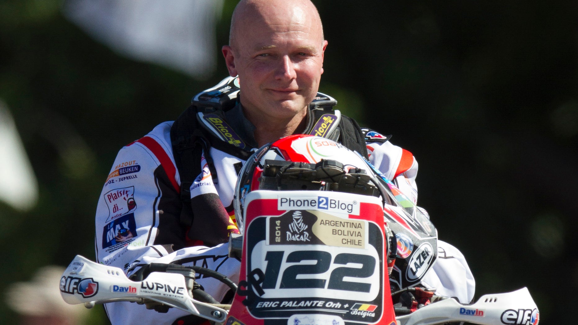 Jan. 4, 2014 - Belgium's Eric Palante rides on the podium ramp during the symbolic start of the 2014 Argentina-Bolivia-Chile Dakar Rally in Rosario, Argentina. According to a statement from Dakar organizers, Palante's body was found along the route of the Dakar Rally between Chilecito and San Miguel de Tucuman, Argentina.