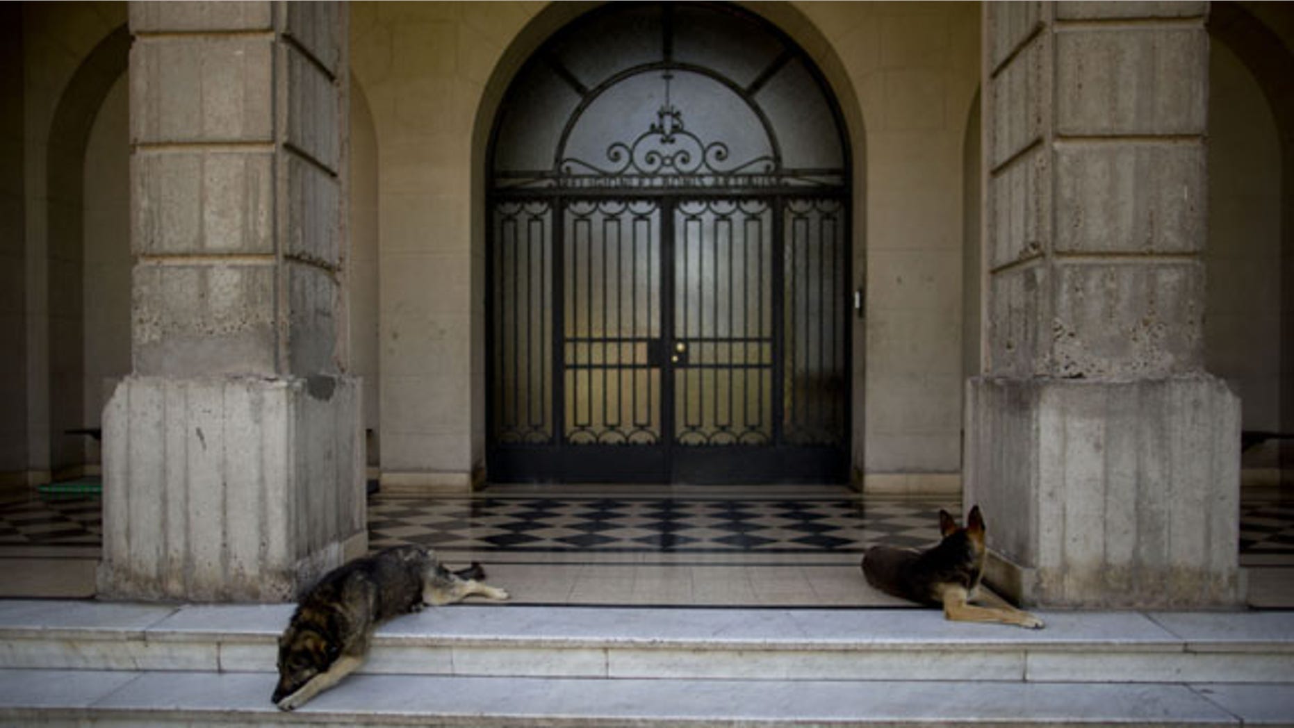 November 29, 2013: Two dogs lie on the entrance of the Colegio Maximo in Buenos Aires, Argentina. Jorge Mario Bergoglio, now Pope Francis, studied philosophy and theology and became a priest at this school. He also lived there in different periods of his life, first when he served as Provincial of the Jesuits in Argentina from 1975 to 1979 and later, when he became Rector between 1979 and 1986. (AP)