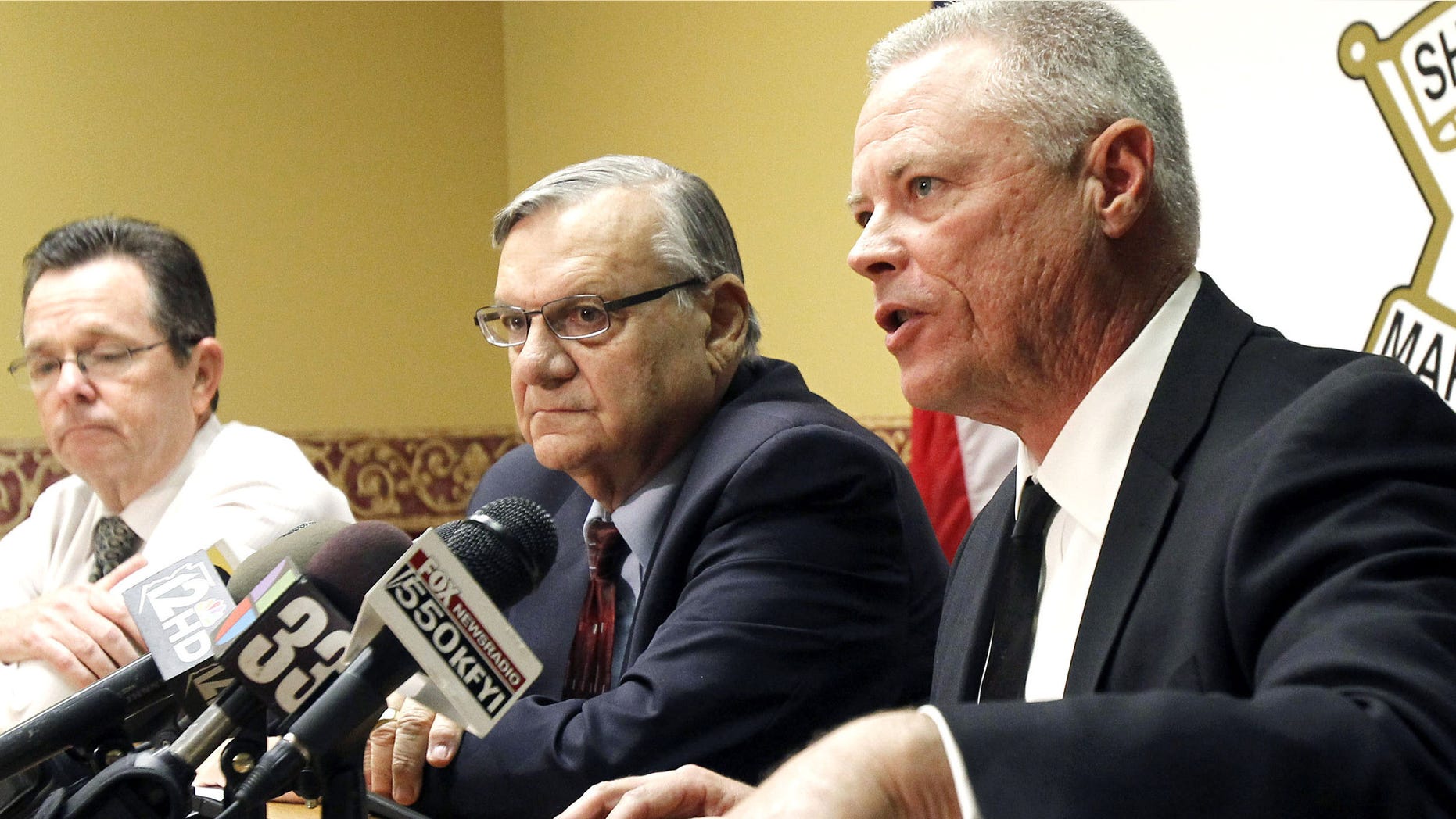 A federal judge will hold a hearing Tuesday, May 31, 2016, to examine ways to address the Maricopa County sheriff's contempt-of-court violations in a racial profiling case. (AP Photo/Ross D. Franklin, File)