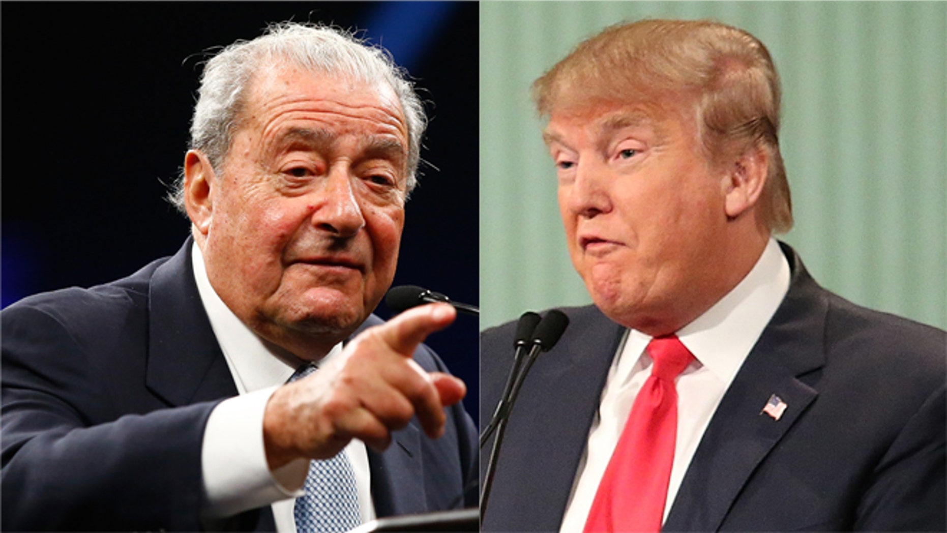 A photo composite of Box promoter Bob Arum and Republican presidential candidate Donald Trump.