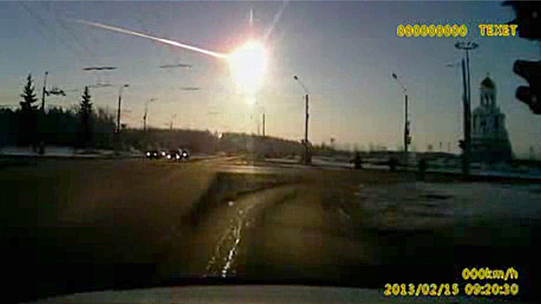 Feb 15, 2013: In this frame grab made from dashboard camera vide shows a meteor streaking through the sky over Chelyabinsk, about 930 miles east of Moscow.