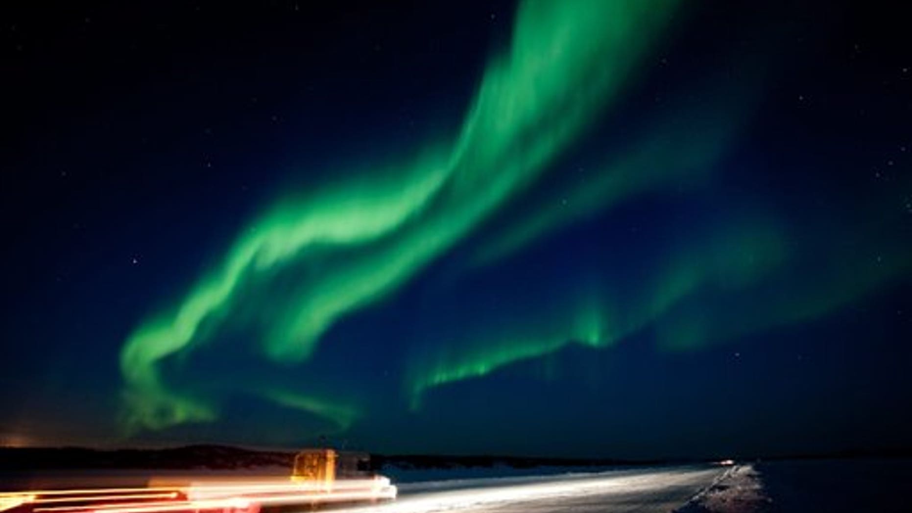 March 8: The largest solar storm in five years sent a huge wave of radiation into Earth's atmosphere creating a brilliant show of the aurora borealis near Yellowknife, North West Territories.