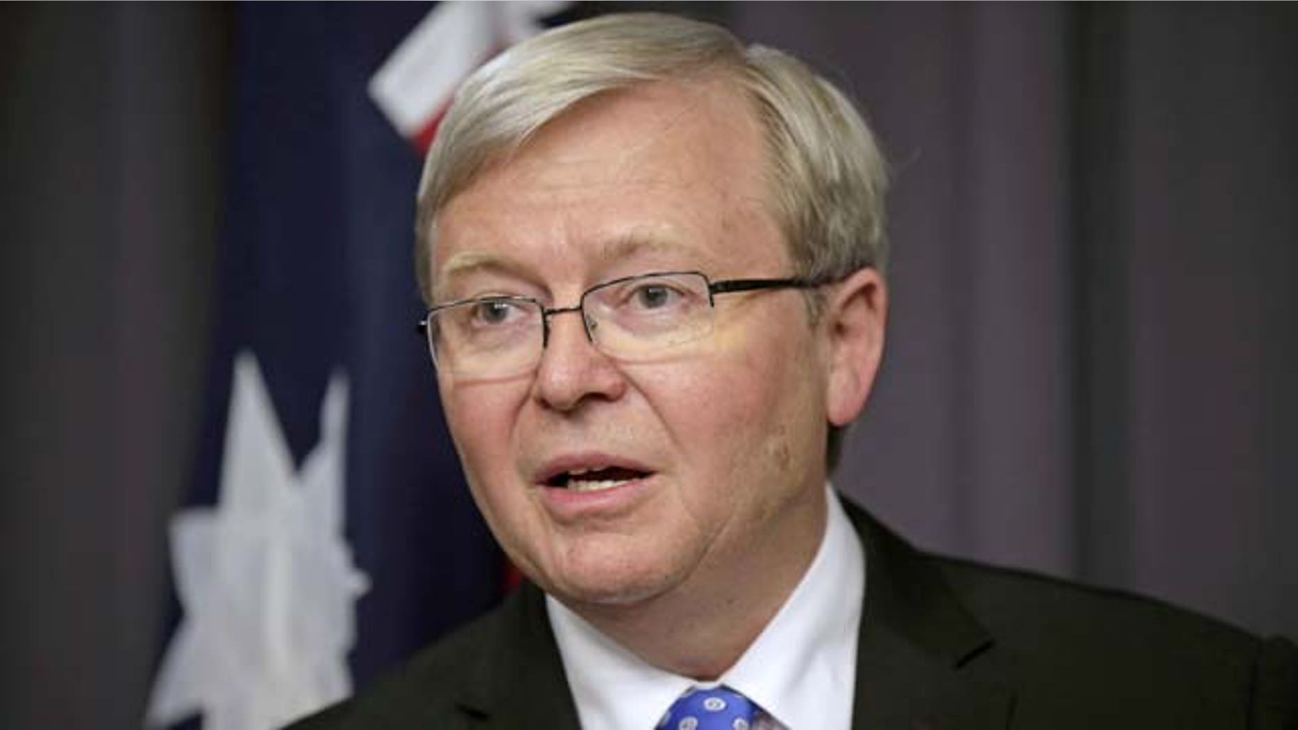 In this file photo, Kevin Rudd speaks to the media following a leadership ballot for the Labour Party at parliament in Canberra, Australia. (AP Photo)