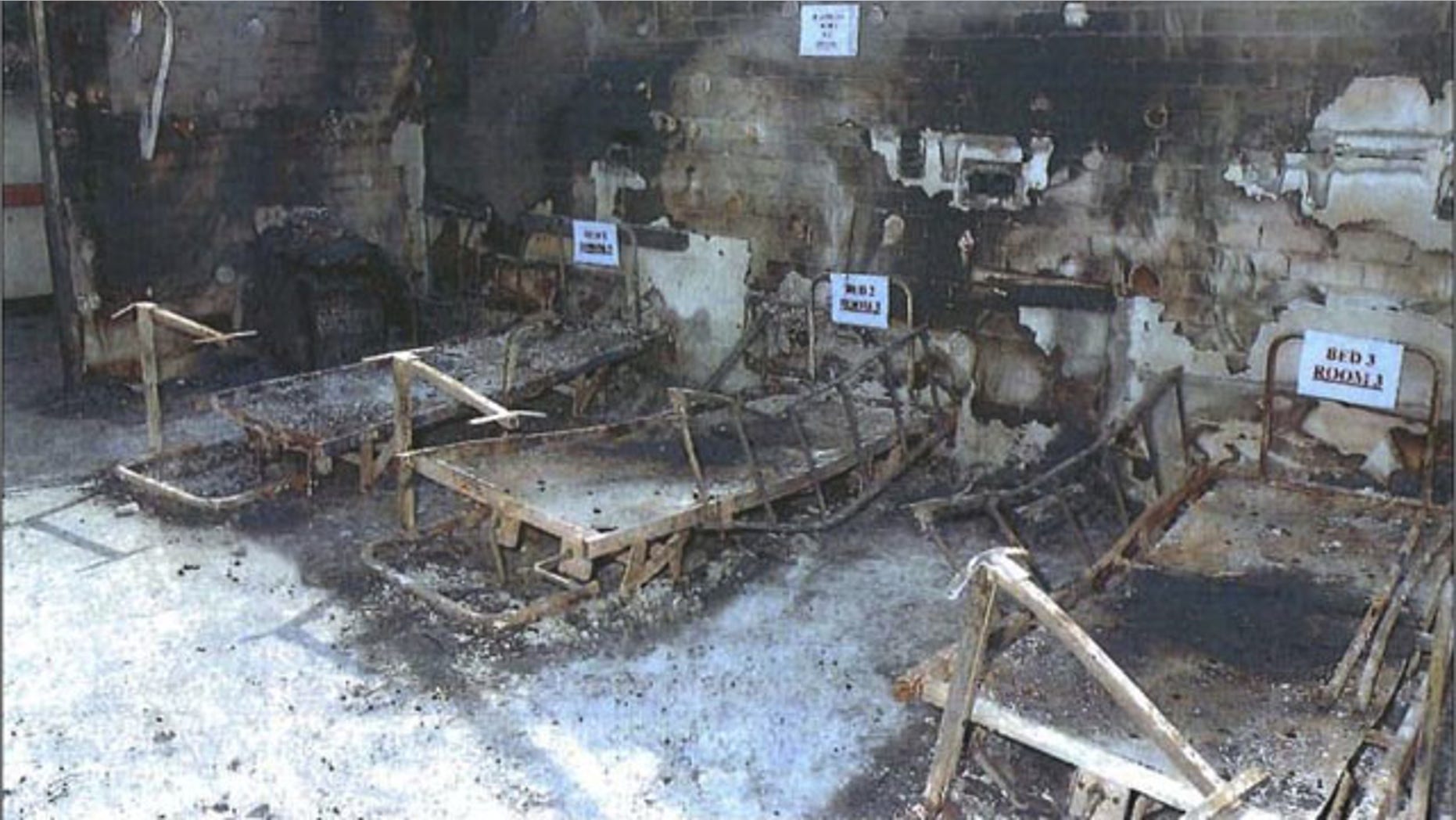 In this undated photo provided by the Office of the Director of Public Prosecutions (DPP) in Australia, evidence is labeled at the scene of a deadly nursing home fire in the Sydney suburb of Quakers Hill. (AP Photo)