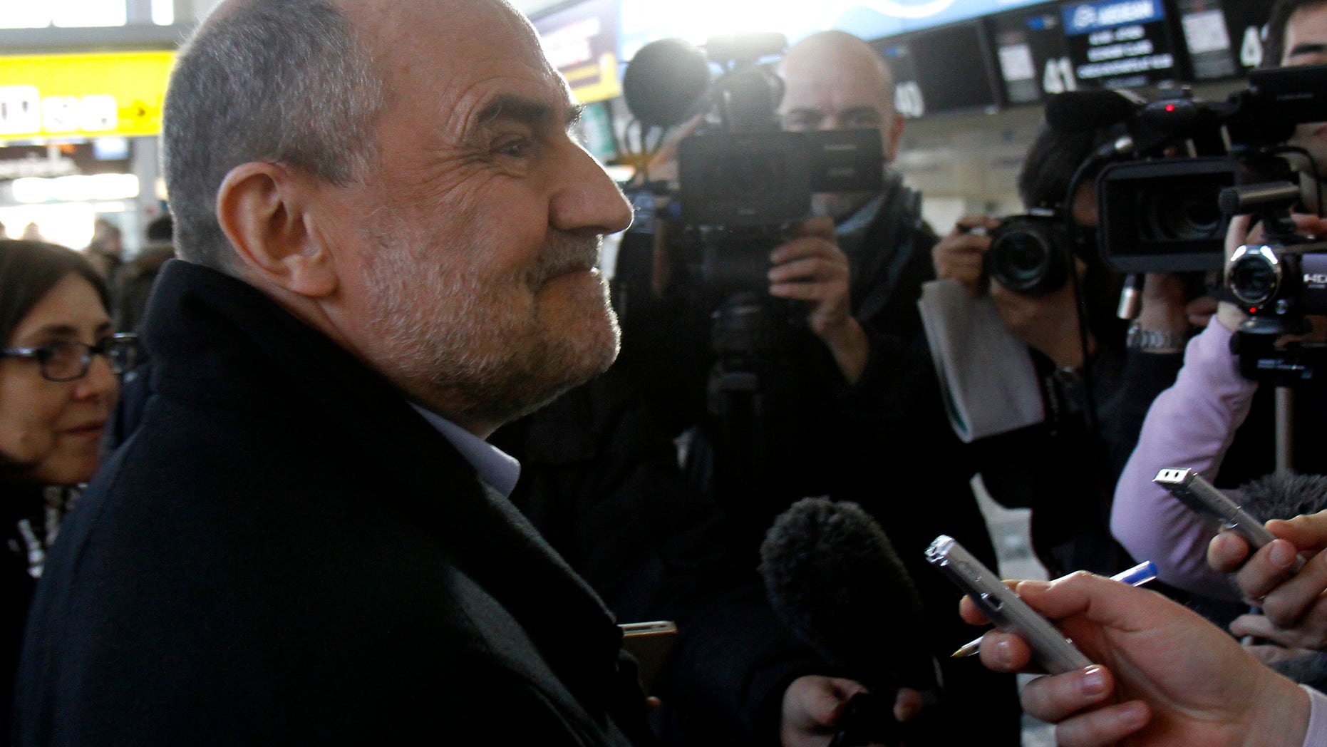 Jan. 28, 2012: Herman Nackaerts of the International Atomic Energy Agency, IAEA, the chief agency official in charge of the Iran file, prepares for his flight to Iran at Vienna's Schwechat airport, Austria.