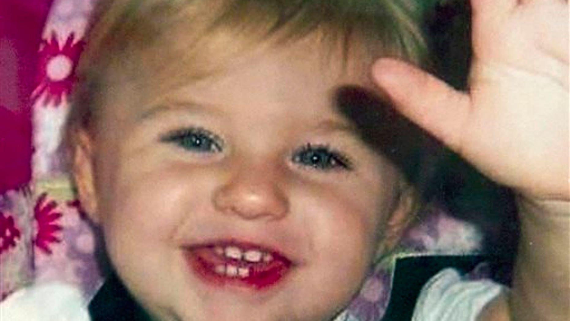 This undated file photo provided by Trista Reynolds shows Ayla Reynolds, her 2-year-old daughter, who went missing in December 2011 from her father's home in Waterville, Maine.