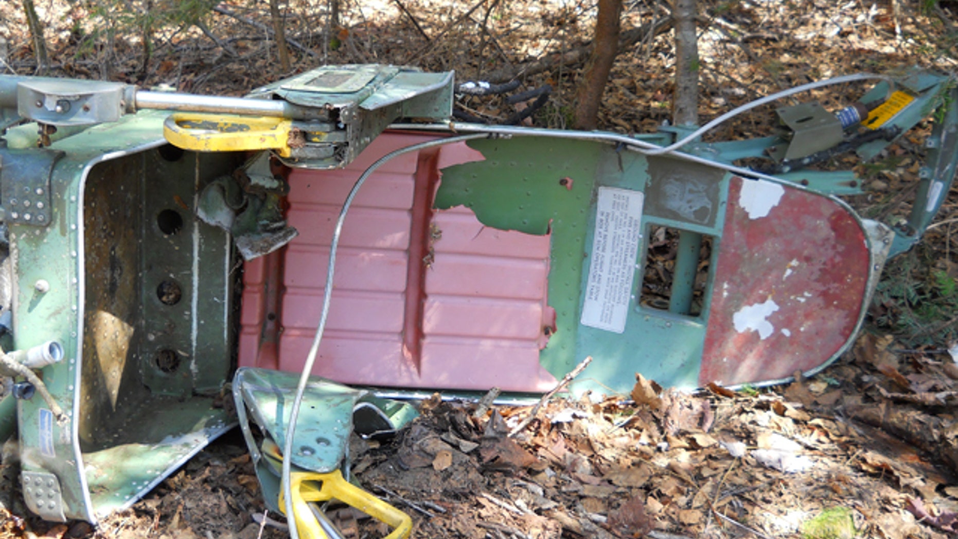 May 17, 2012: A photo provided by the Maine Forest Service shows a B-52 bomber ejection seat found by Forest Ranger Bruce Reed near Greenville, Maine.