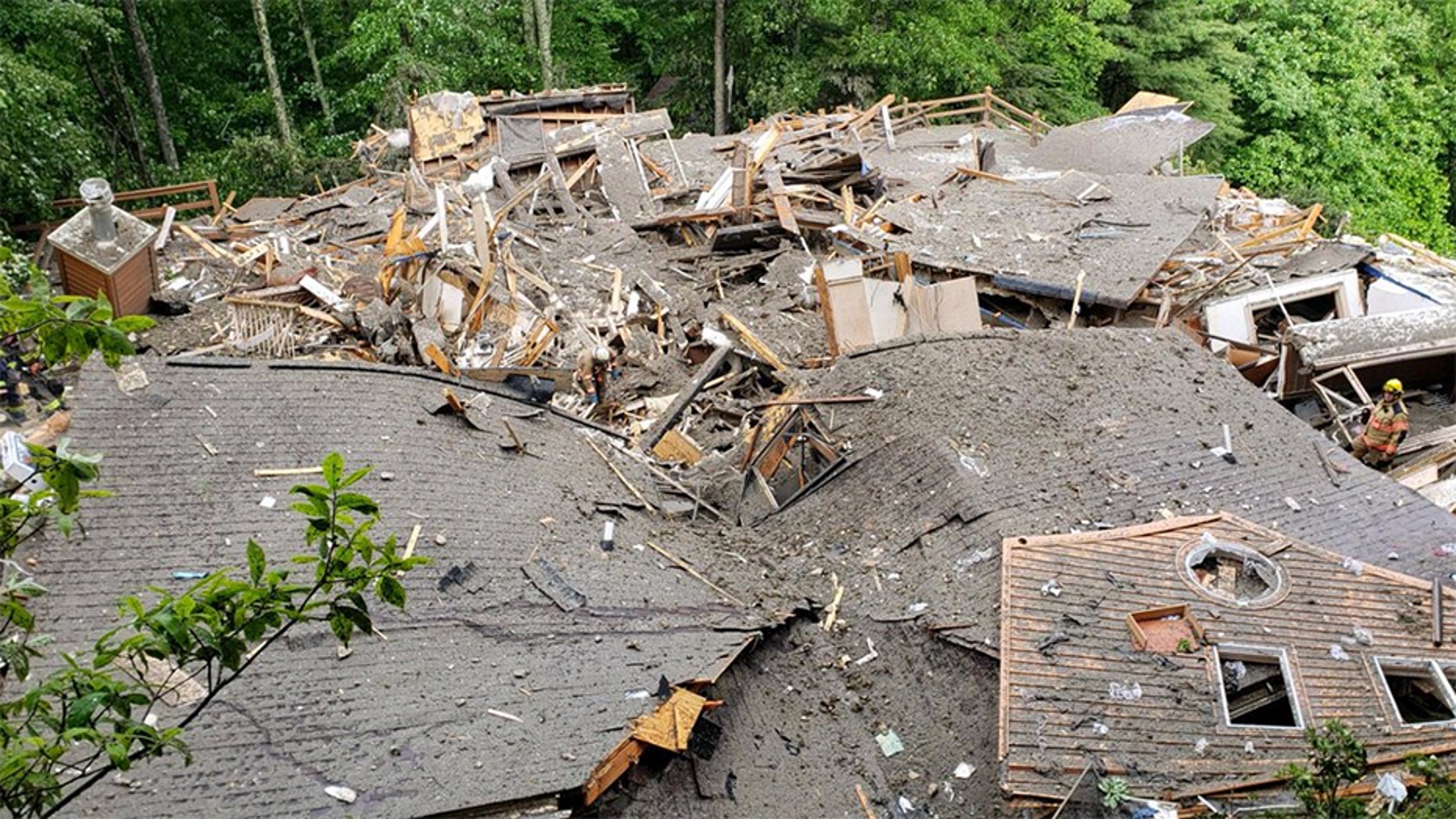 Floods triggered a structural collapse in the Heaven Mountain Area in North Carolina.