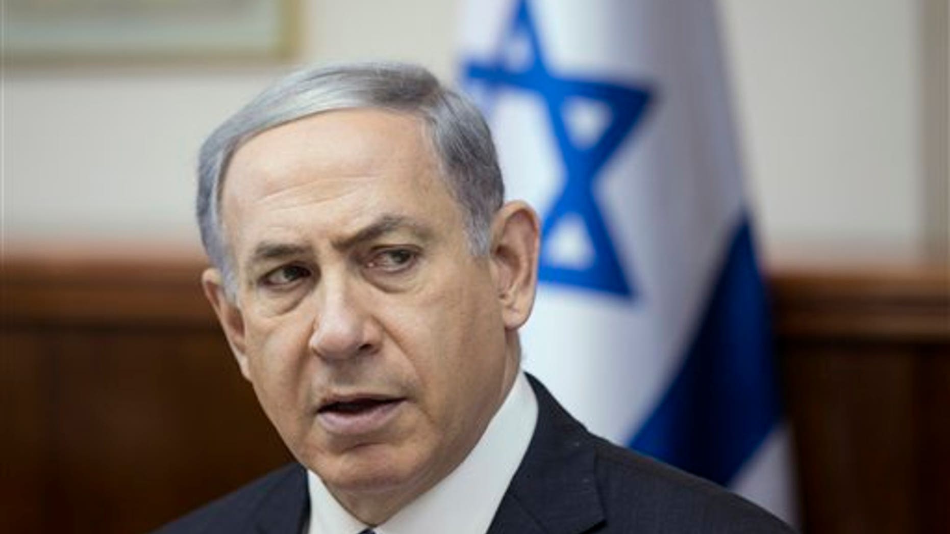 Israel's Prime Minister Benjamin Netanyahu speaks during the weekly cabinet meeting in Jerusalem, Sunday, July 5, 2015. (Baz Ratner/Pool Photo via AP)