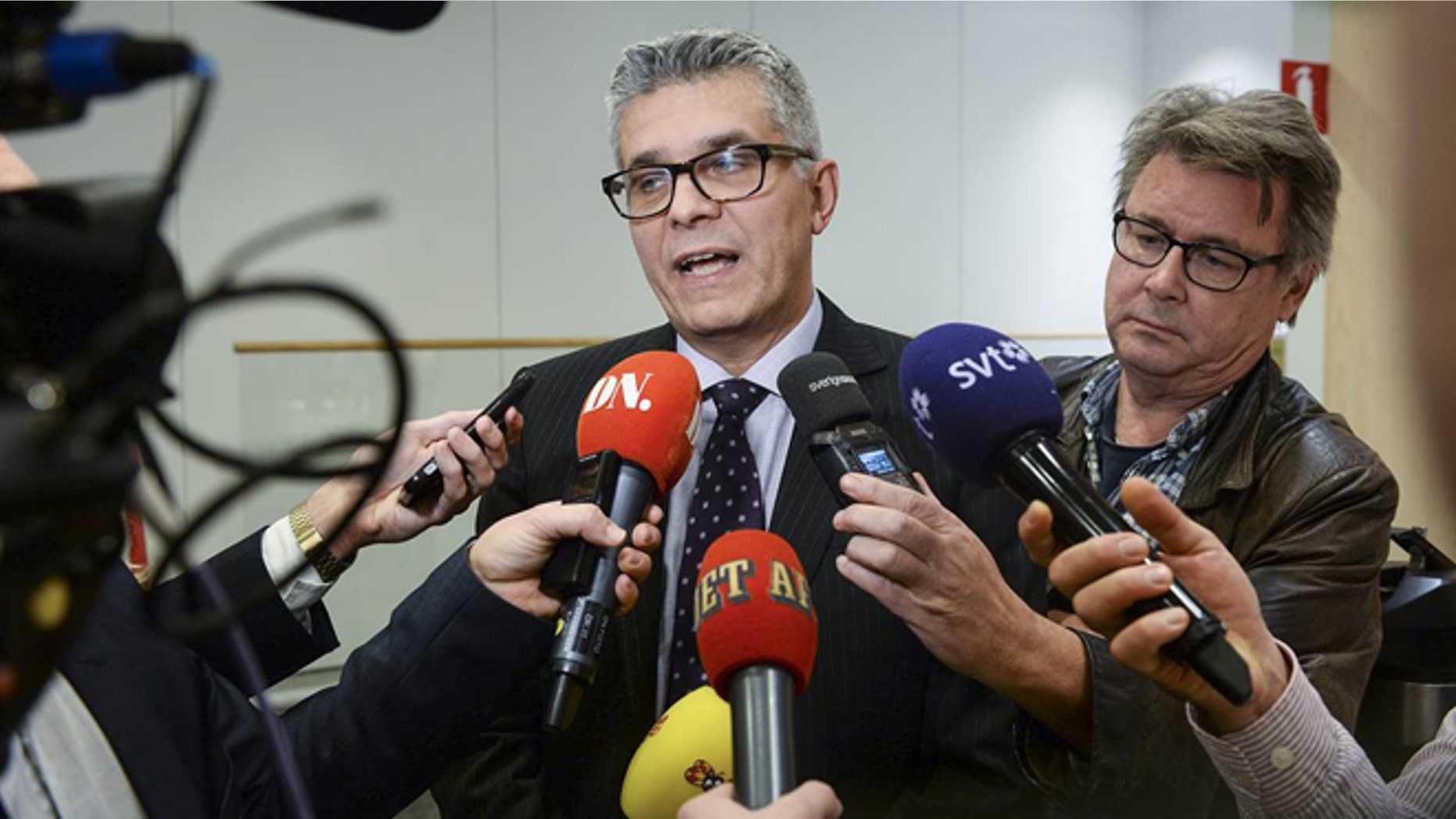 Anders Thornberg, head of SAPO, the Swedish security service, talked to journalists during a press meeting at the agency’s headquarters in Stockholm.