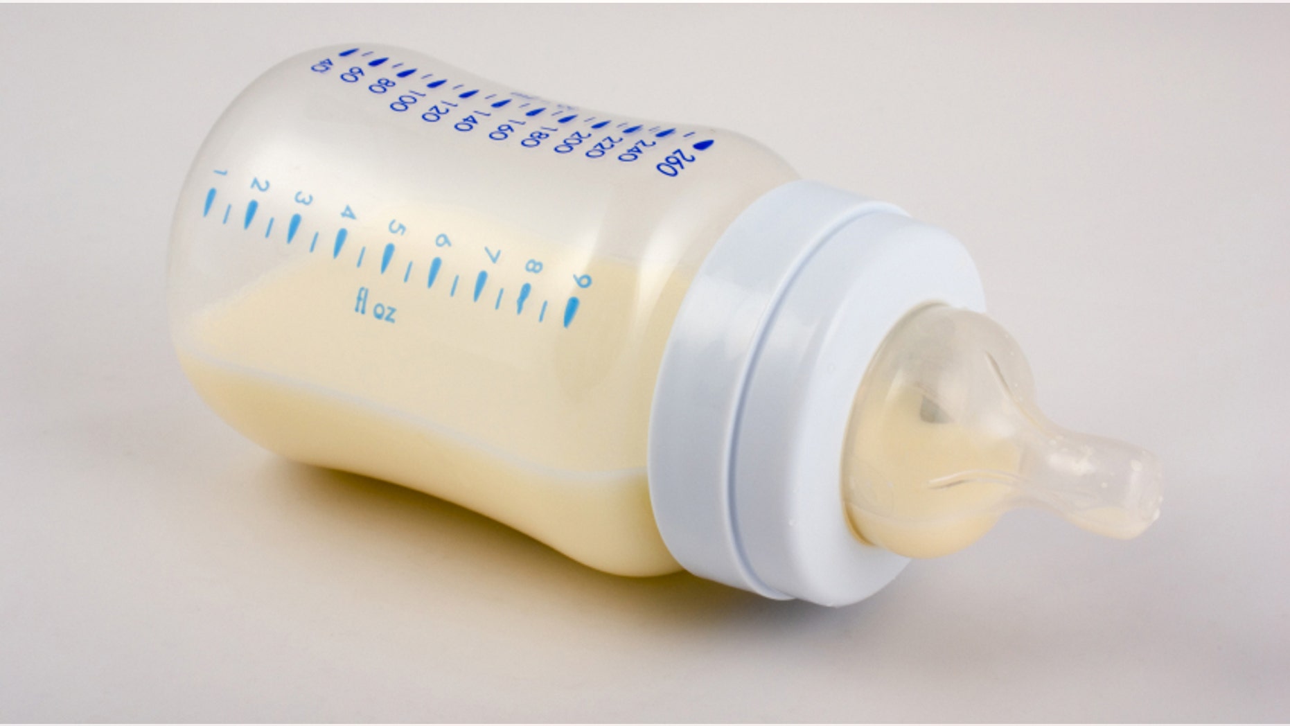 baby milk bottle on white background