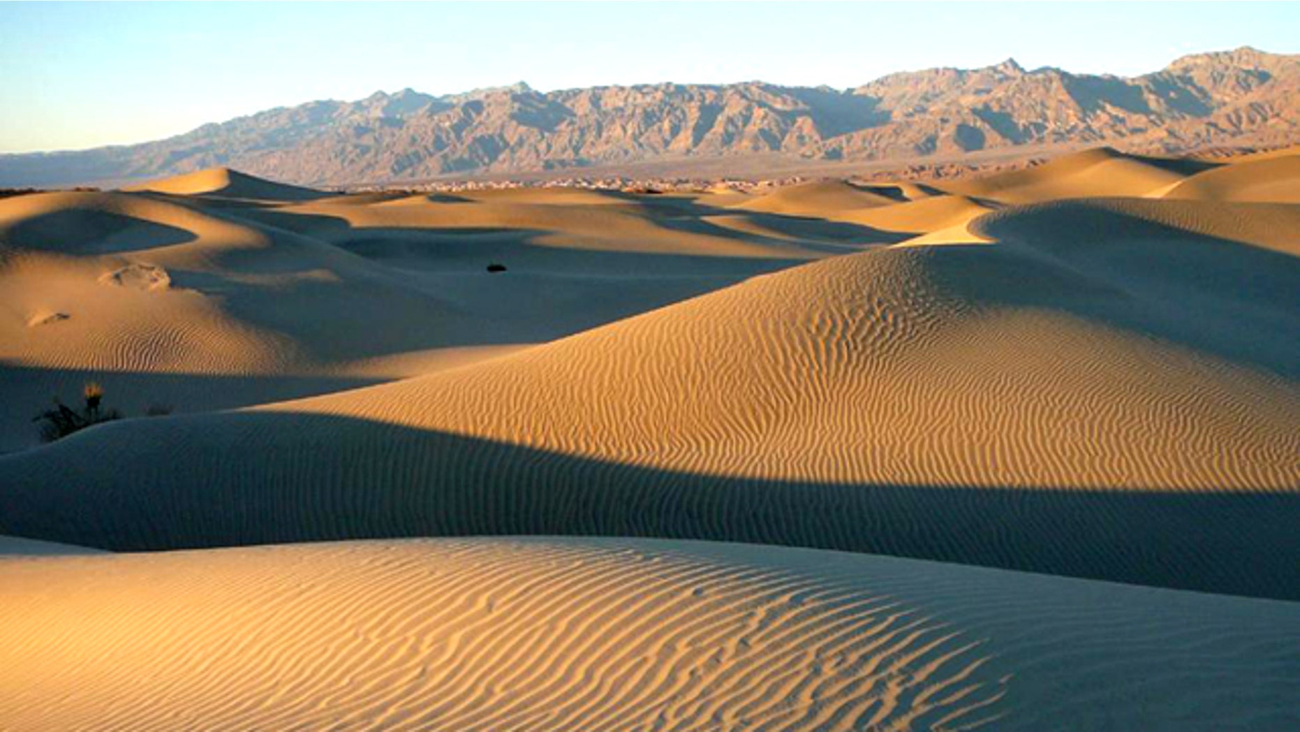 Late afternoon on Mesquite Flat Sand Dunes in Death Valley National Park -- a dangerous place to be lost.