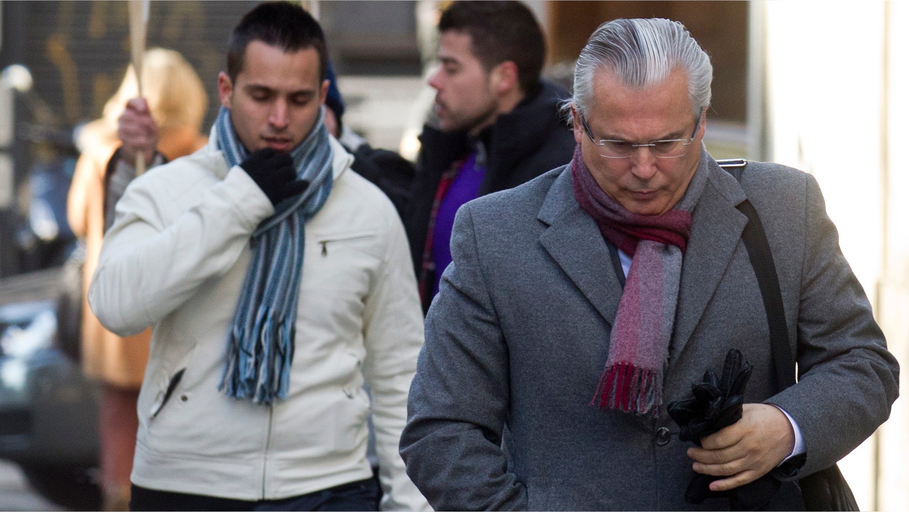 Baltasar Garzón arrives at the Supreme Court in Madrid Wednesday on the last day of his trial. (AP/Paul White)