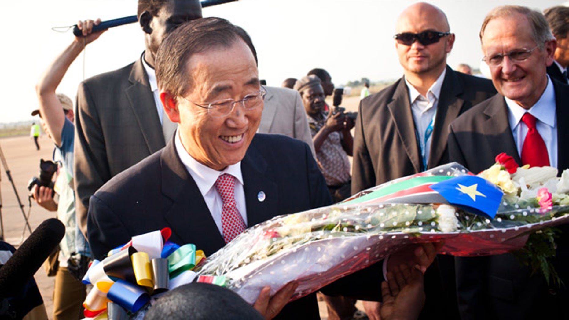 July 9: U.N. Secretary General Ban Ki-moon, along with numerous other foreign dignitaries are arriving in Juba to celebrate the independence of South Sudan.