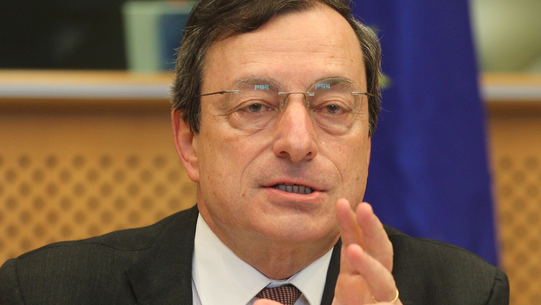 May 31, 2012: President of the European Central Bank Mario Draghi reports to the Economic Committee, in capacity as the head of the European Systemic Risk Board, at the European Parliament in Brussels.
