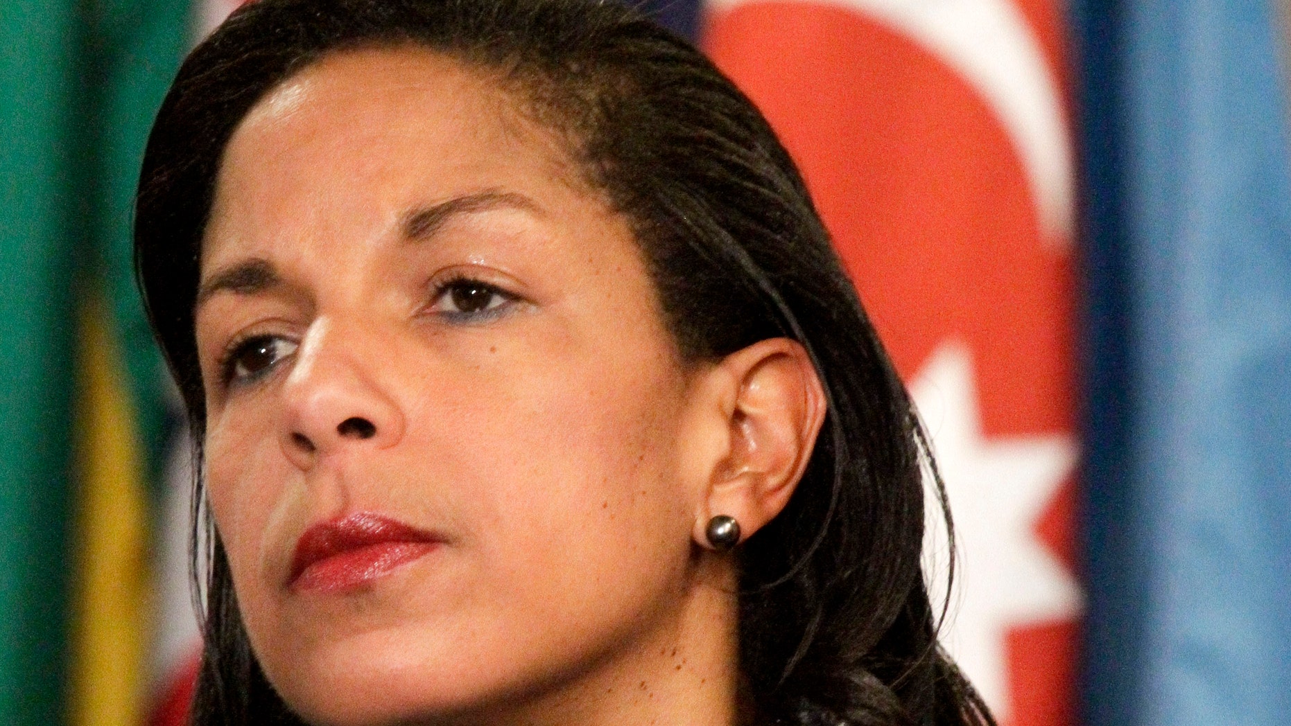 FILE - This June 7, 2012 file photo shows U.S. Ambassador to the U.N. Susan Rice listening during a news conference at the UN. Senior State Department officials pressed for changes in the talking points that U.N. Ambassador Susan Rice used after the deadly attack on the U.S. diplomatic mission in Libya last September, expressing concerns that Congress might criticize the Obama administration for ignoring warnings of a growing threat in Benghazi. (AP Photo/Bebeto Matthews)