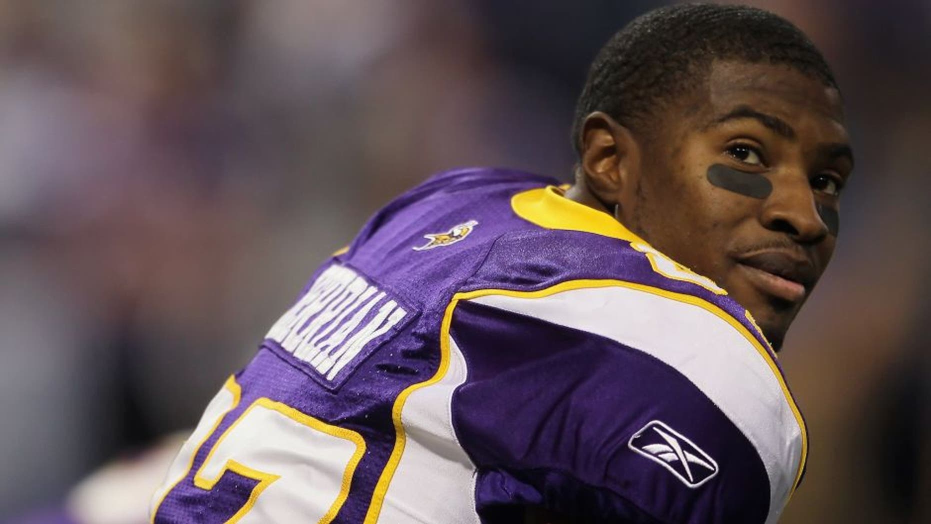MINNEAPOLIS - SEPTEMBER 26: Bernard Berrian #87 of the Minnesota Vikings looks on prior to the start of the game against the Detroit Lions at Mall of America Field on September 26, 2010 in Minneapolis, Minnesota. (Photo by Jeff Gross/Getty Images)