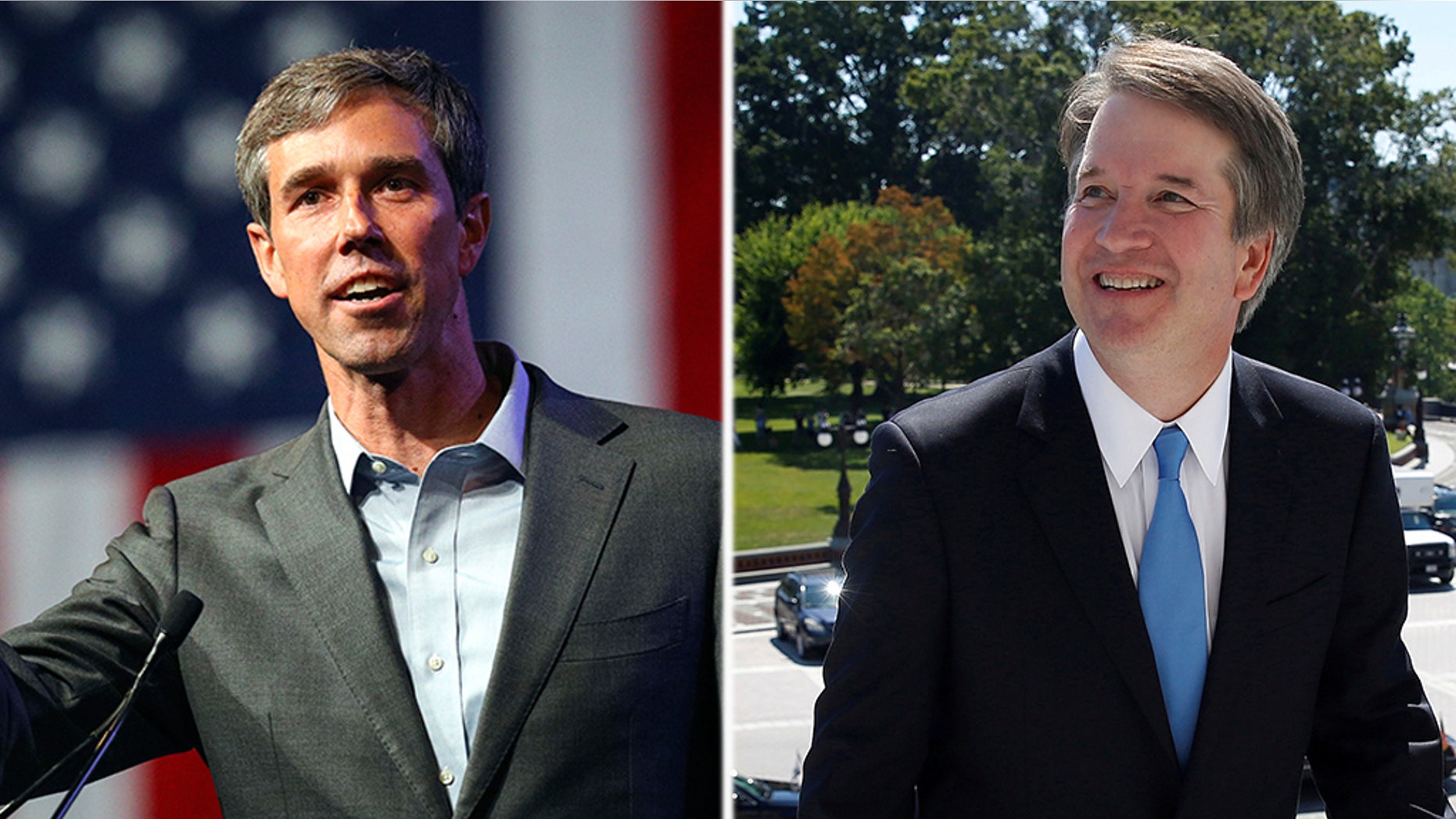 Beto O'Roarke, the Democrat candidate for Senate in Texas (l); and embattled Supreme Court nominee Brett Kavanaugh (r).