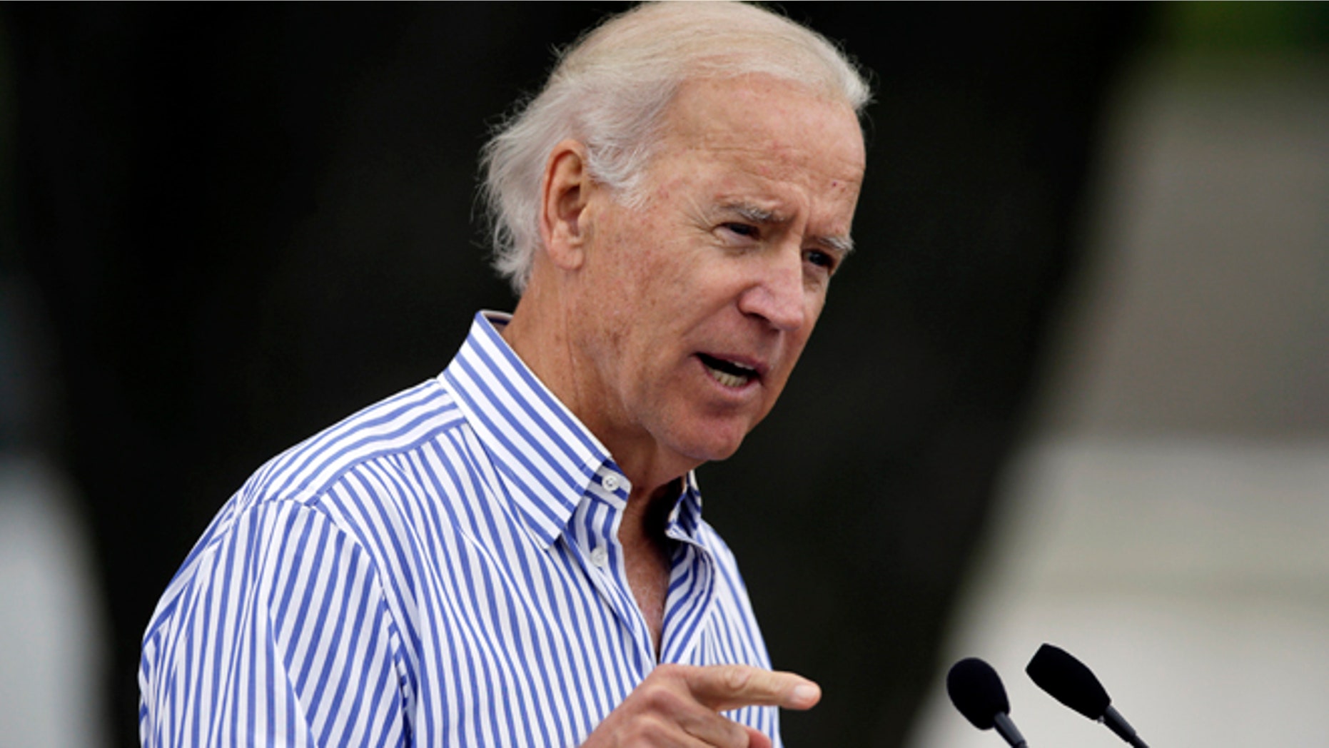 Sept. 15, 2013: Vice President Joe Biden speaks during Iowa Sen. Tom Harkin's annual fundraising steak fry dinner in Indianola, Iowa.