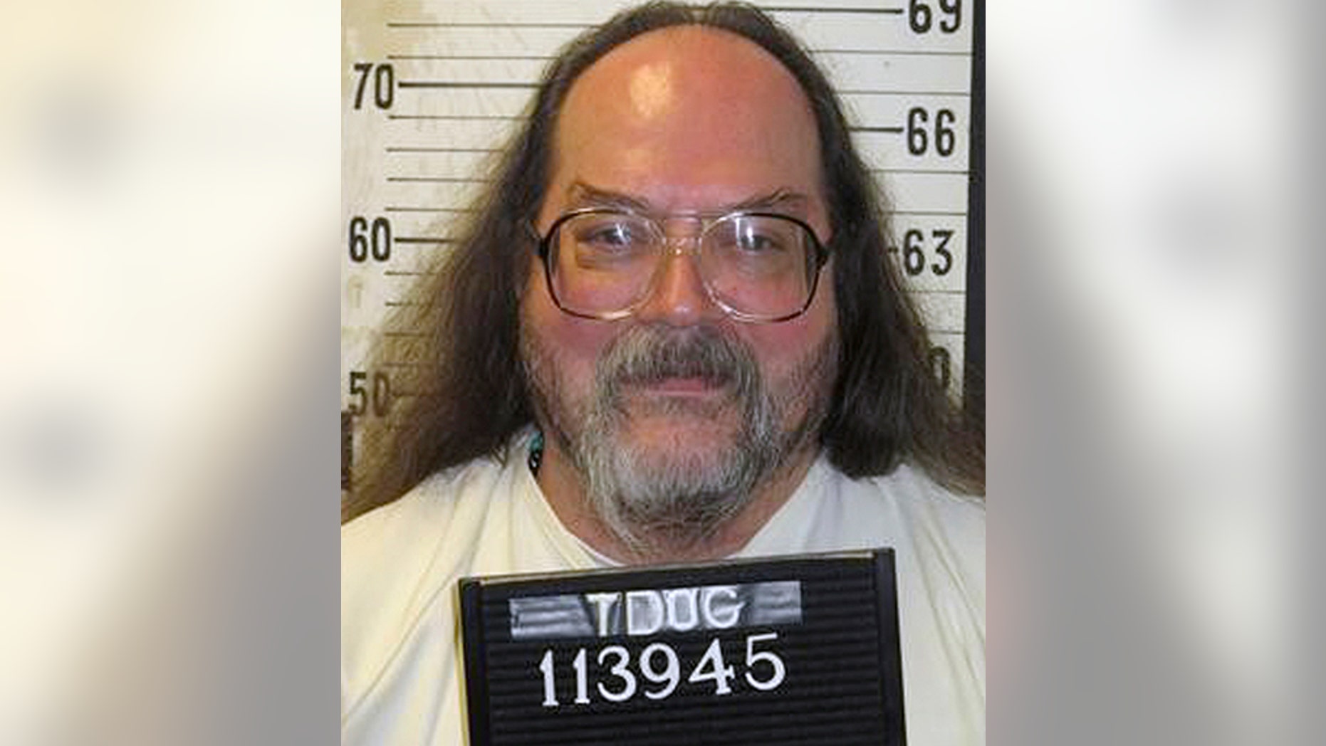 This undated photo provided by the Tennessee Department of Correction shows Billy Ray Irick, currently on death row at Riverbend Maximum Security Institution in Nashville, Tenn. Irick was convicted for raping and killing a 7-year-old girl in 1985, and is scheduled to be executed Thursday, Aug. 9, 2018. (Tennessee Department of Correction via AP)