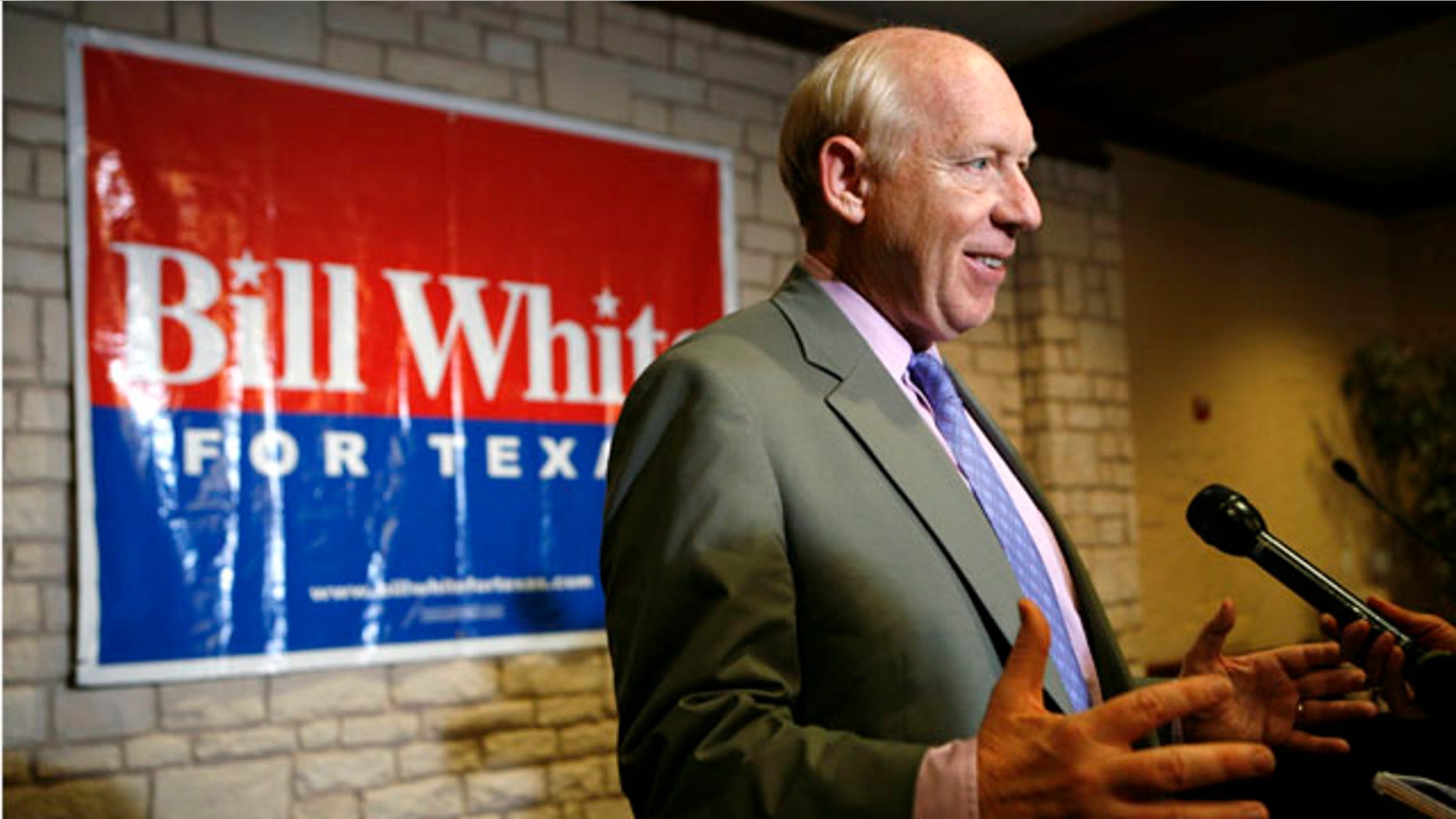 April 30: Texas Democratic gubernatorial candidate Bill White responds to a reporters question following a news conference in Grand Prairie, Texas.