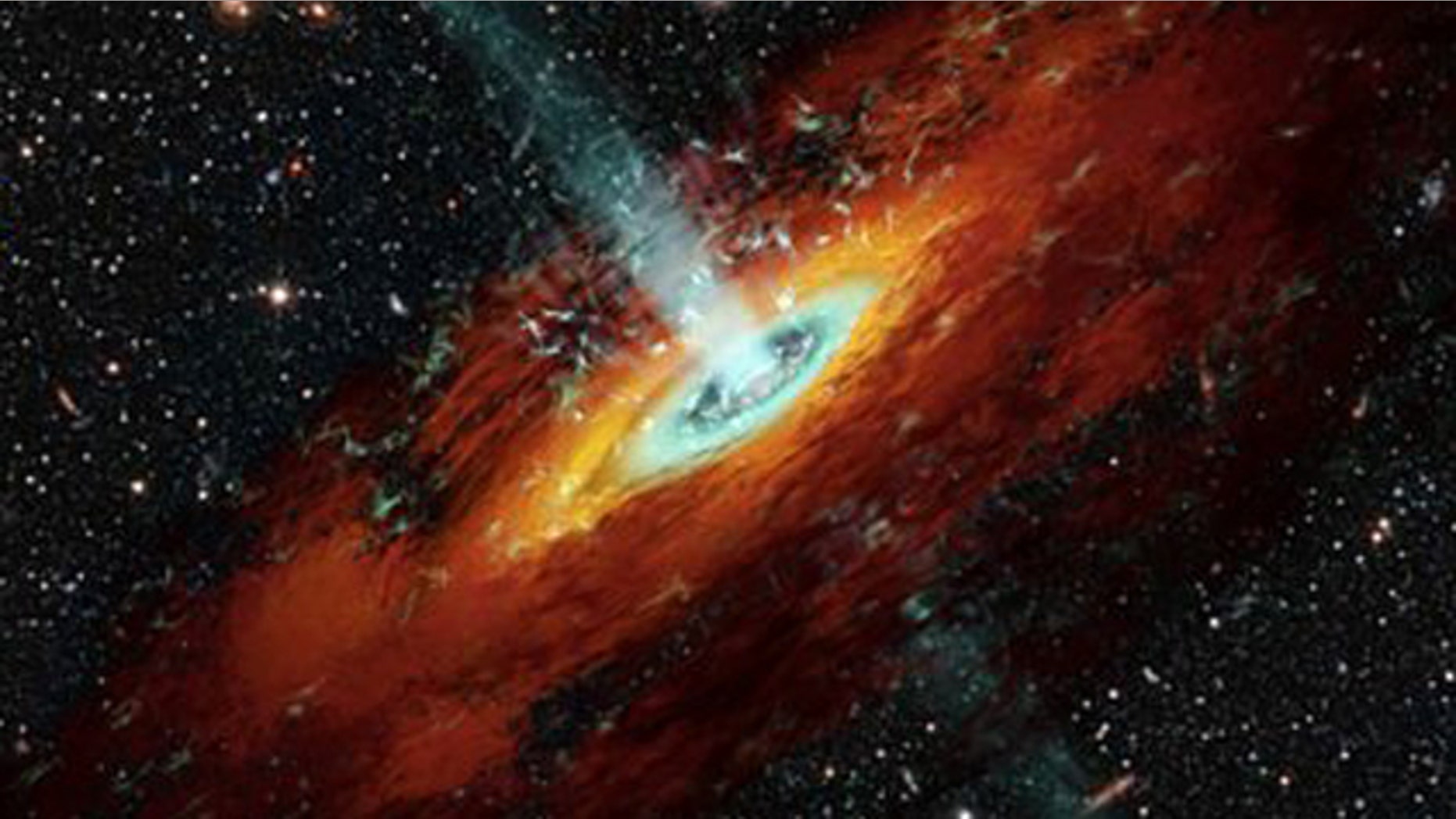 An artist's illustration of a black hole.