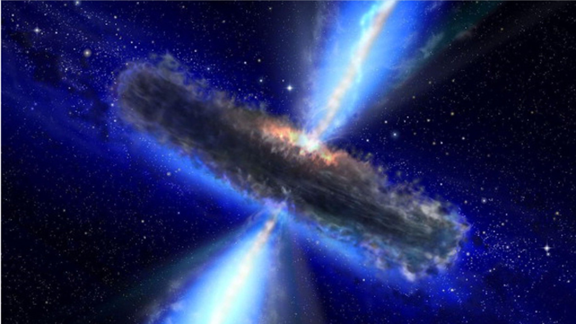 IN SPACE: In this handout from NASA/ESA, an artist's concept illustrates a quasar, or feeding black hole. NASA's Wide-field Infrared Survey Explorer (WISE) revealed millions of potential black holes in its survey of the sky in 2011. The WISE telescope, which ceased operation is February of 2011 after it ran out of coolant to keep its electronics cool, made the full sky image and was released to the public in March with hopes of astronomers making discoveries. (Photo by NASA/ESAvia Getty Images)