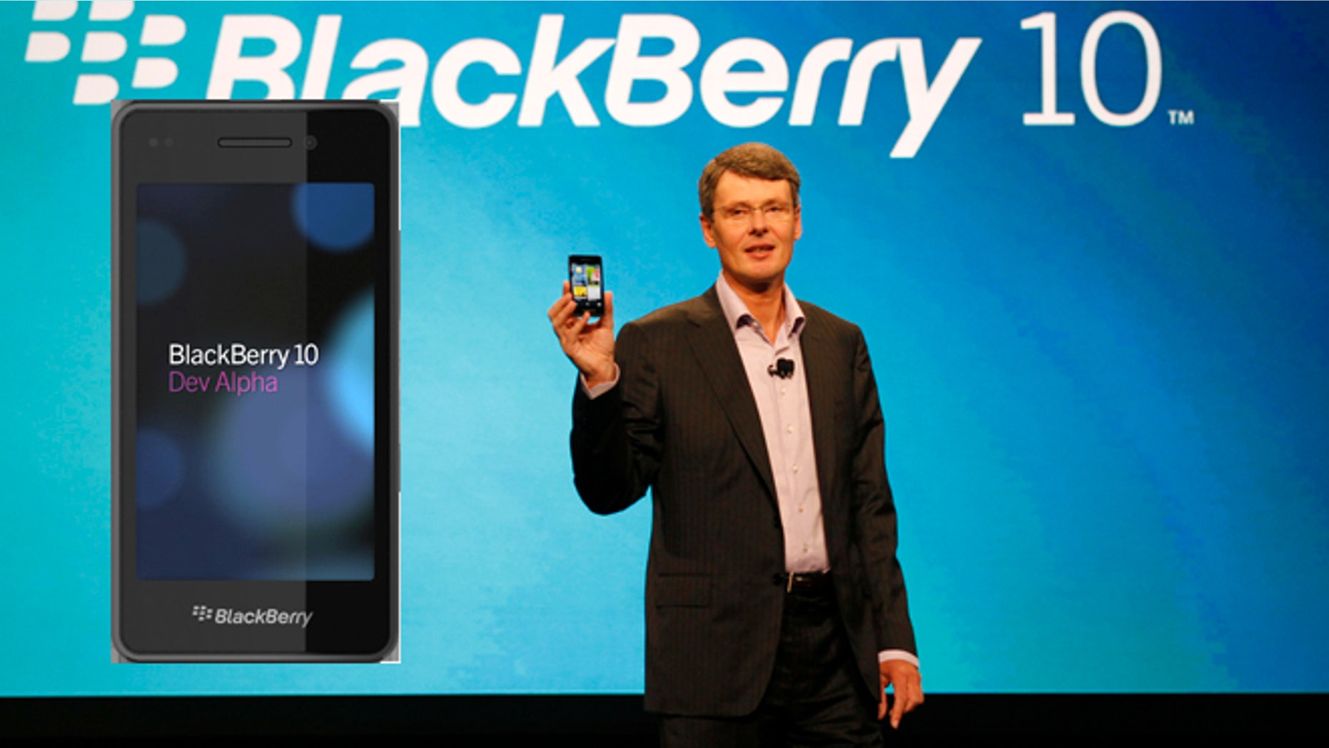May 1, 2012: Thorsten Heins, president and CEO of Research In Motion, the company that makes BlackBerry, delivers the keynote speech during the BlackBerry World conference, in Orlando Fla.