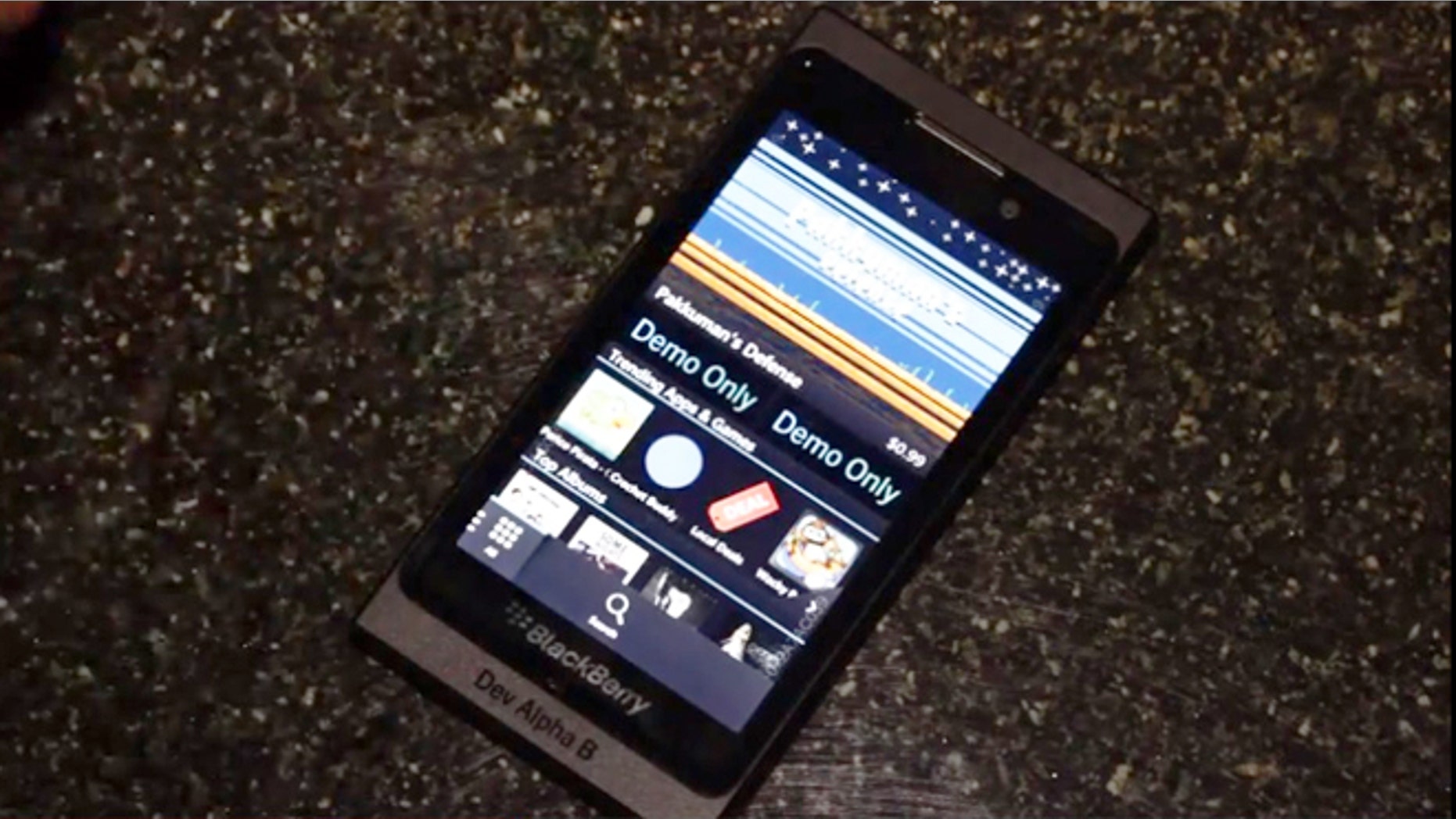 A screenshot of a promotional video by Research in Motion shows an early prototype of the company's next generation phones, set to launch worldwide on Wed., Jan. 30.