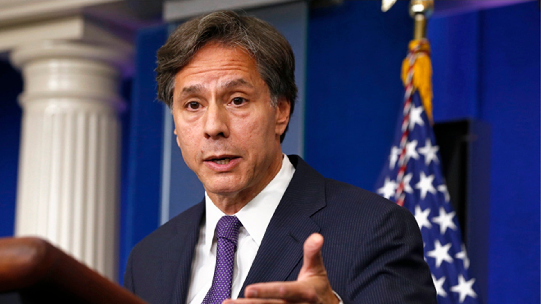 FILE: Sept. 9, 2013: U.S. Deputy National Security Adviser Tony Blinken speaks at the White House in Washington, D.C.
.