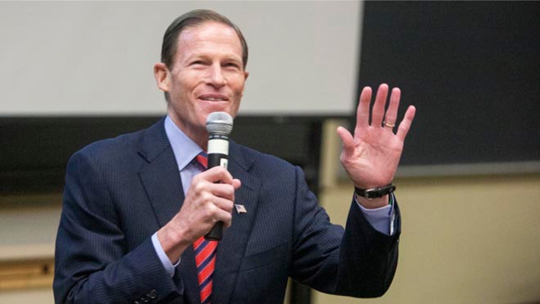 U.S. Senator Richard Blumenthal addresses the Marching On conference on gun violence prevention in Middletown, Connecticut September 28, 2013. REUTERS/Michelle McLoughlin (UNITED STATES - Tags: SOCIETY POLITICS) - RTR3FDZD