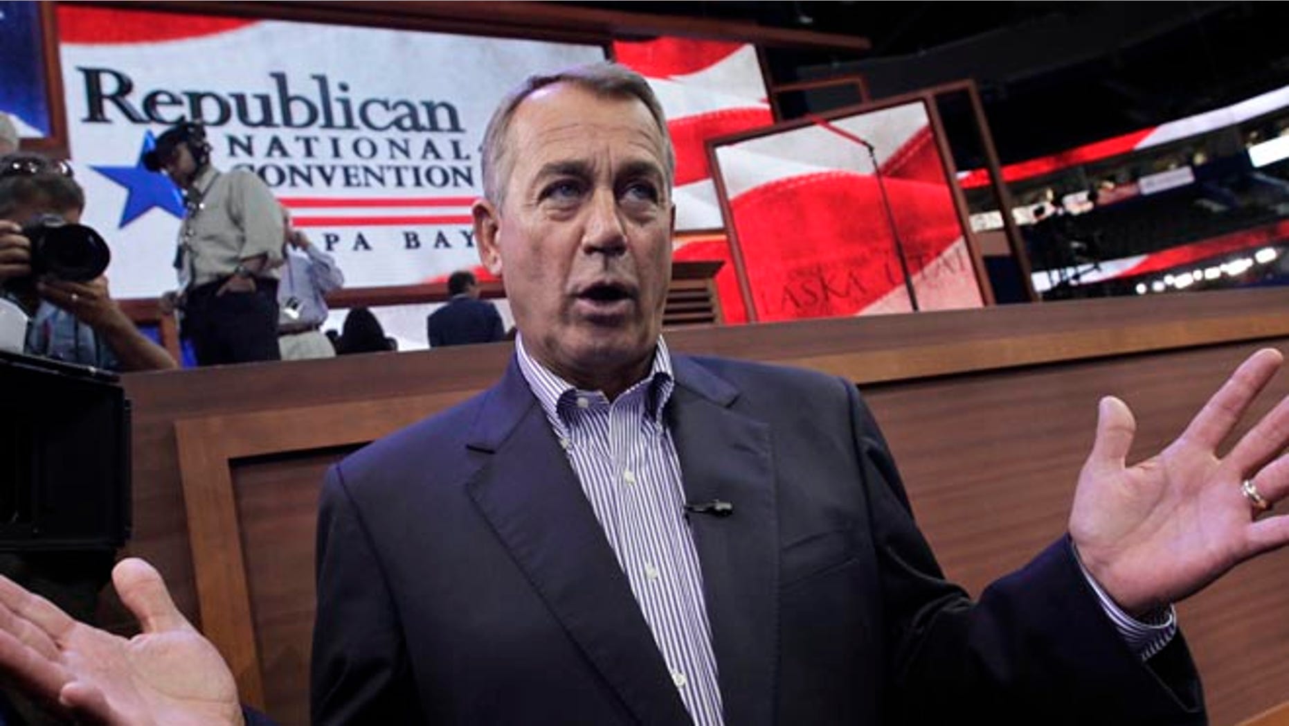 FILE: Aug. 27, 2012: House Speaker John Boehner of Ohio, at the Republican National Convention in Tampa, Fla.