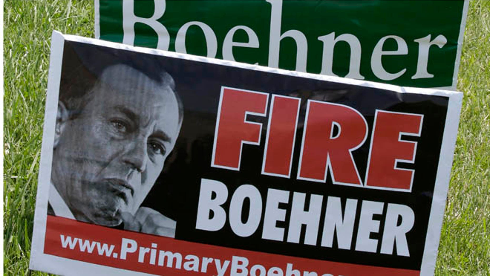May 6, 2014: Campaign signs for Speaker John Boehner and one of his opponents, J.D. Winteregg, In West Chester, Ohio.