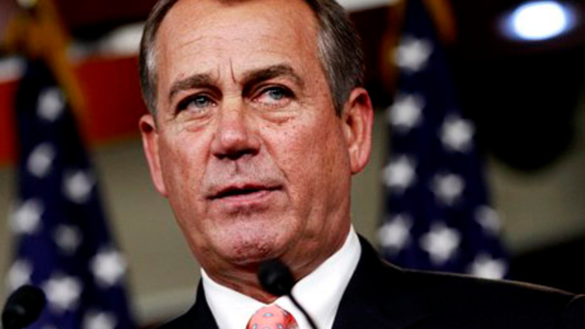 File: April 26, 2012: House Speaker John Boehner, R-Ohio, speaks during his weekly news conference on Capitol Hill in Washington.