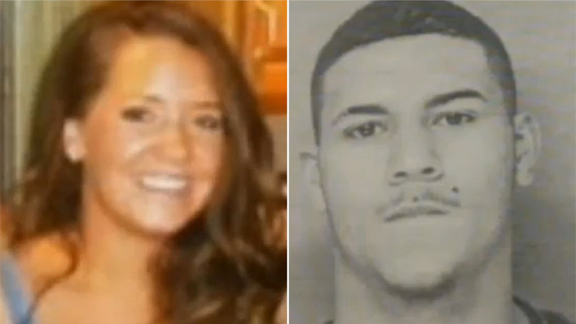 This undated photo shows Amy Lord, left, who was abducted and fatally stabbed Tuesday. Edwin Alemany, right, is now being called a "person of interest" in the case.