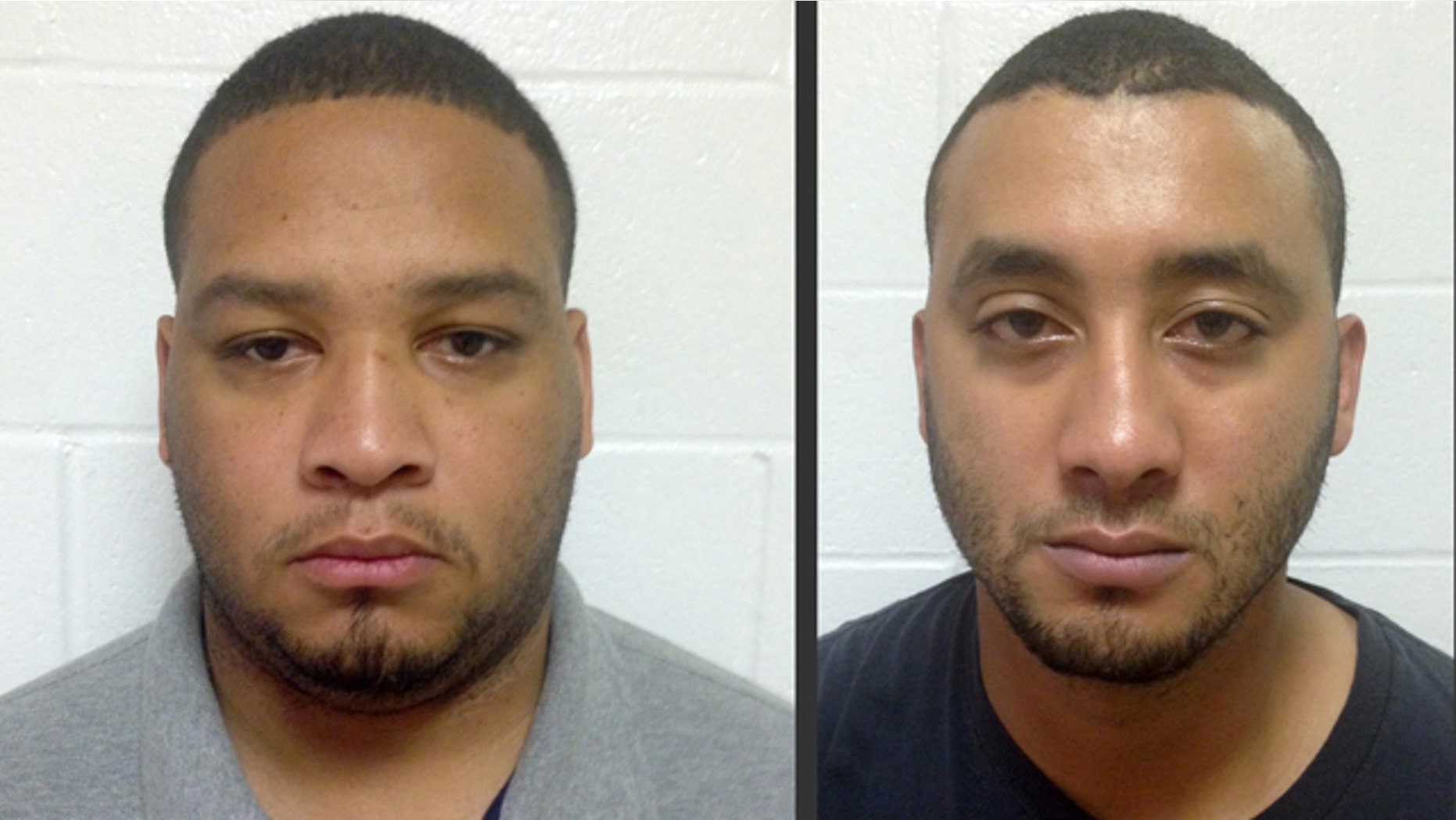 FILE - These undated file booking photos provided by the Louisiana State Police shows Marksville City Marshal Derrick Stafford, left, and Marksville City Marshal Norris Greenhouse Jr. (Louisiana State Police via AP, File)