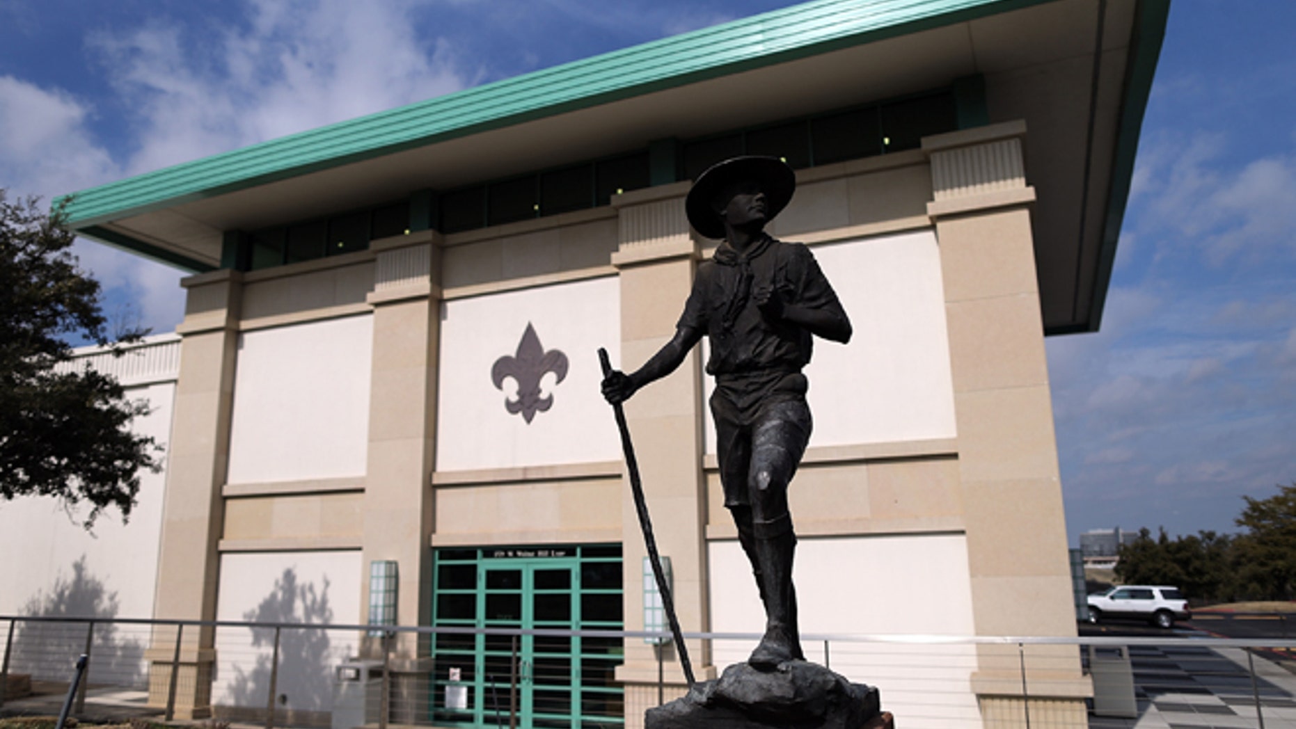 IRVING, TX - FEBRUARY 04: A general view of a statue outside the National Scouting Museum on February 4, 2013 in Irving, Texas. The BSA national council announced they were considering to leave the decision of inclusion of gays to the local unit level. U.S. President Barack Obama urged the organization to end a ban on gays. (Photo by Tom Pennington/Getty Images)