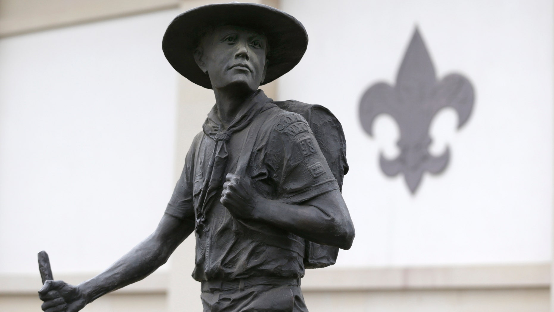 Jan. 28, 2013: A statue of a Boy Scout stands in front of the National Scouting Museum in Irving, Texas.