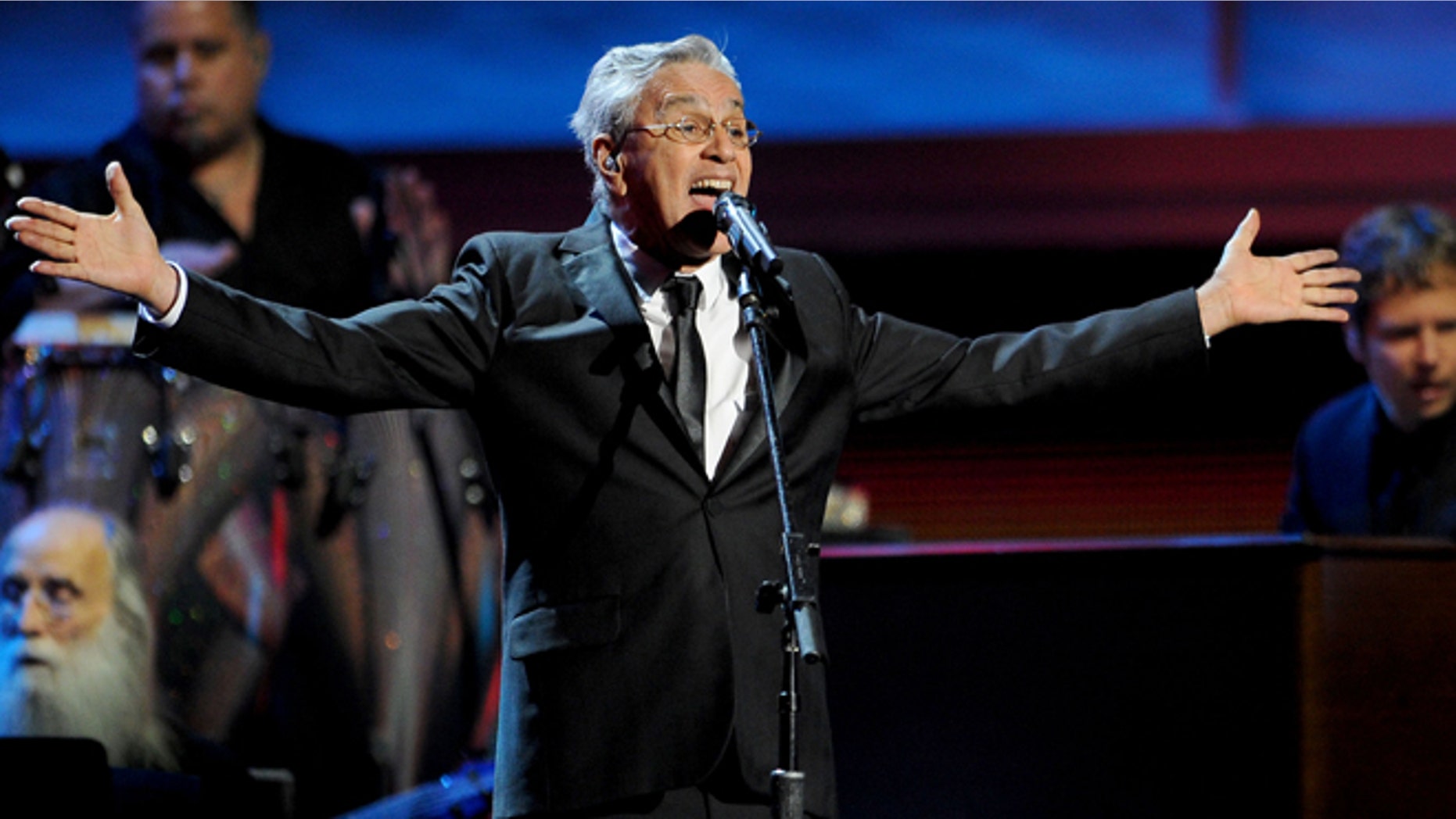 FILE - In this Nov. 15, 2012, file photo, Caetano Veloso performs at the 13th Annual Latin Grammy Awards at Mandalay Bay, in Las Vegas. Veloso is taking a shellacking from the press and his fan base alike, who say heâs endorsing censorship by leading the defense of a wide-ranging law that allows Brazilians to block or pull from the shelves any biographical work about them that was created without their consent. (AP Photo/Invision/Al Powers, File)
