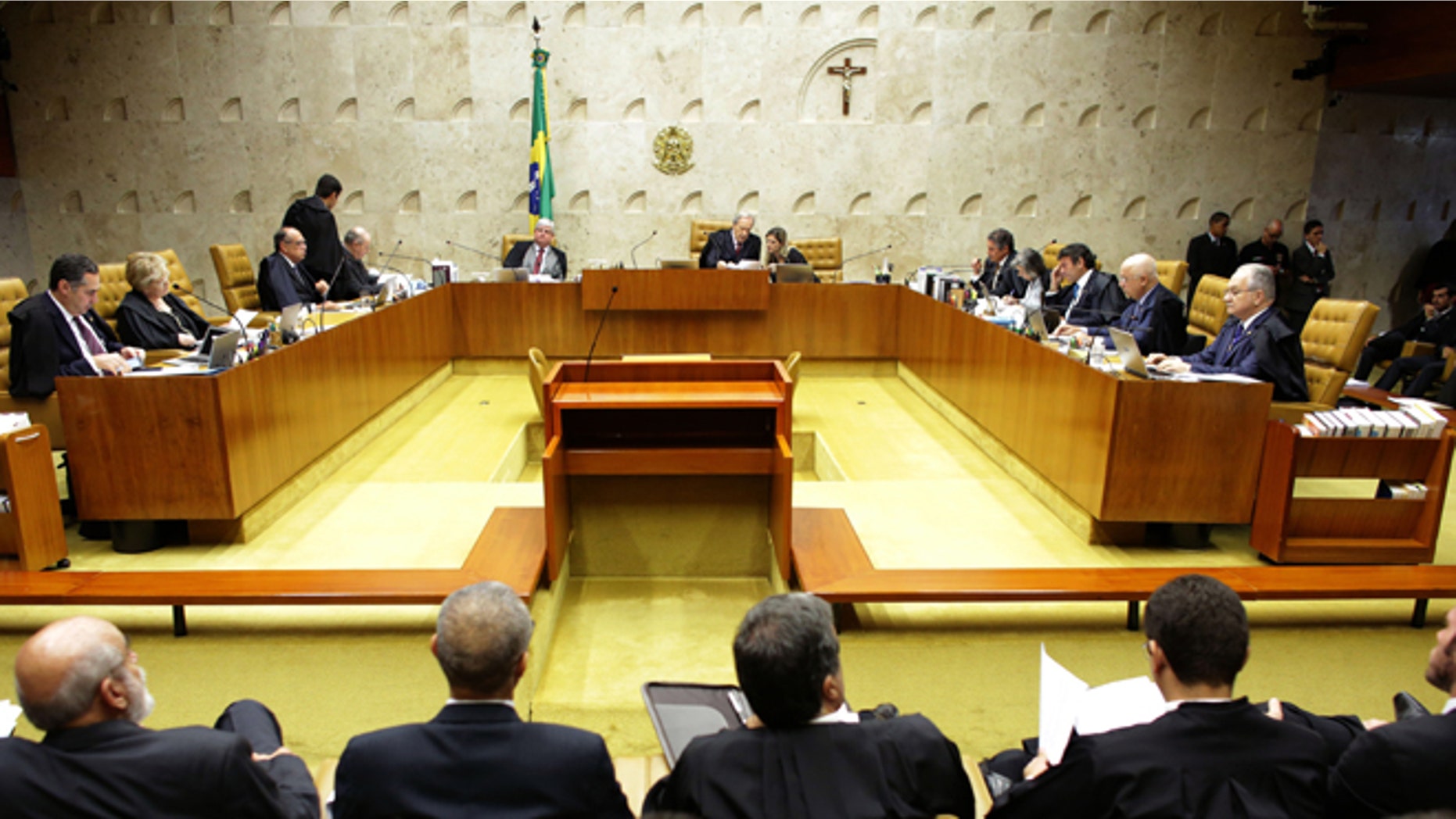 Brazil's Supreme Court holds session on the impeachment proceedings in Brasilia, Brazil, Thursday, April 14, 2016.