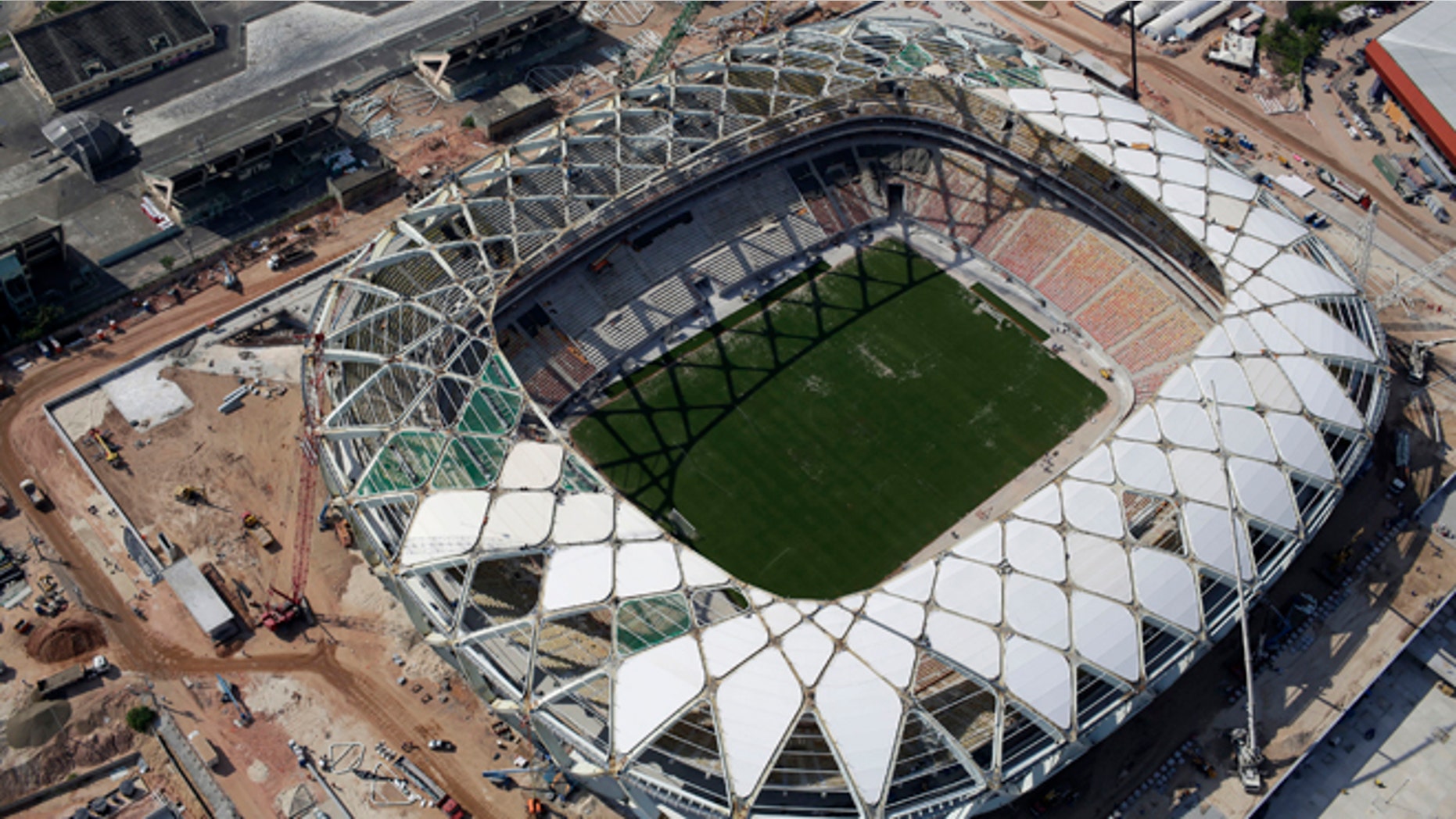 Aerial view of the Arena da Amazonia stadium in Manaus, Brazil, on Dec. 10, 2013.