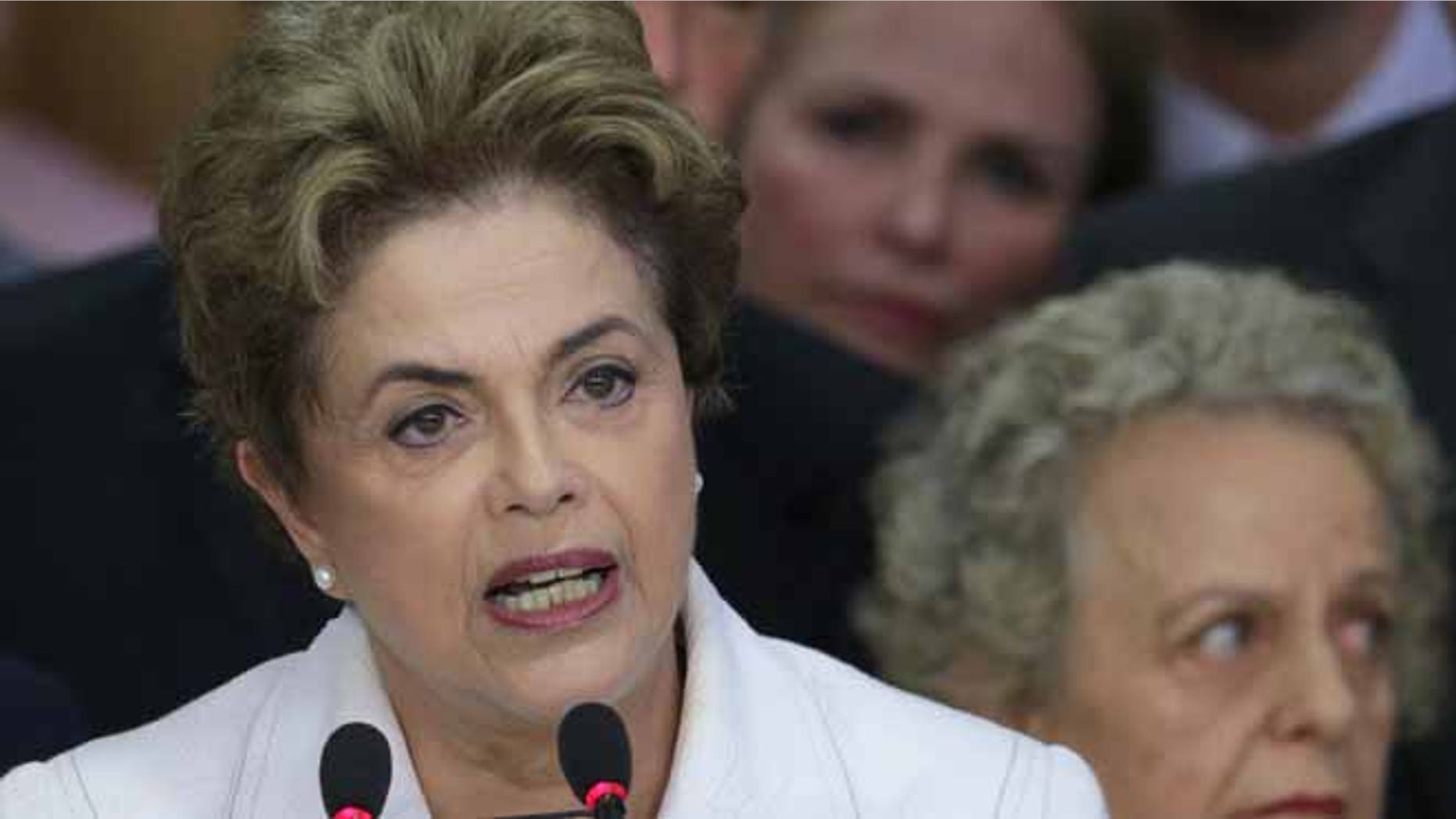 Brazil's President Dilma Rousseff addresses the nation at Planalto presidential palace in Brasilia, Brazil, Thursday, May 12, 2016.