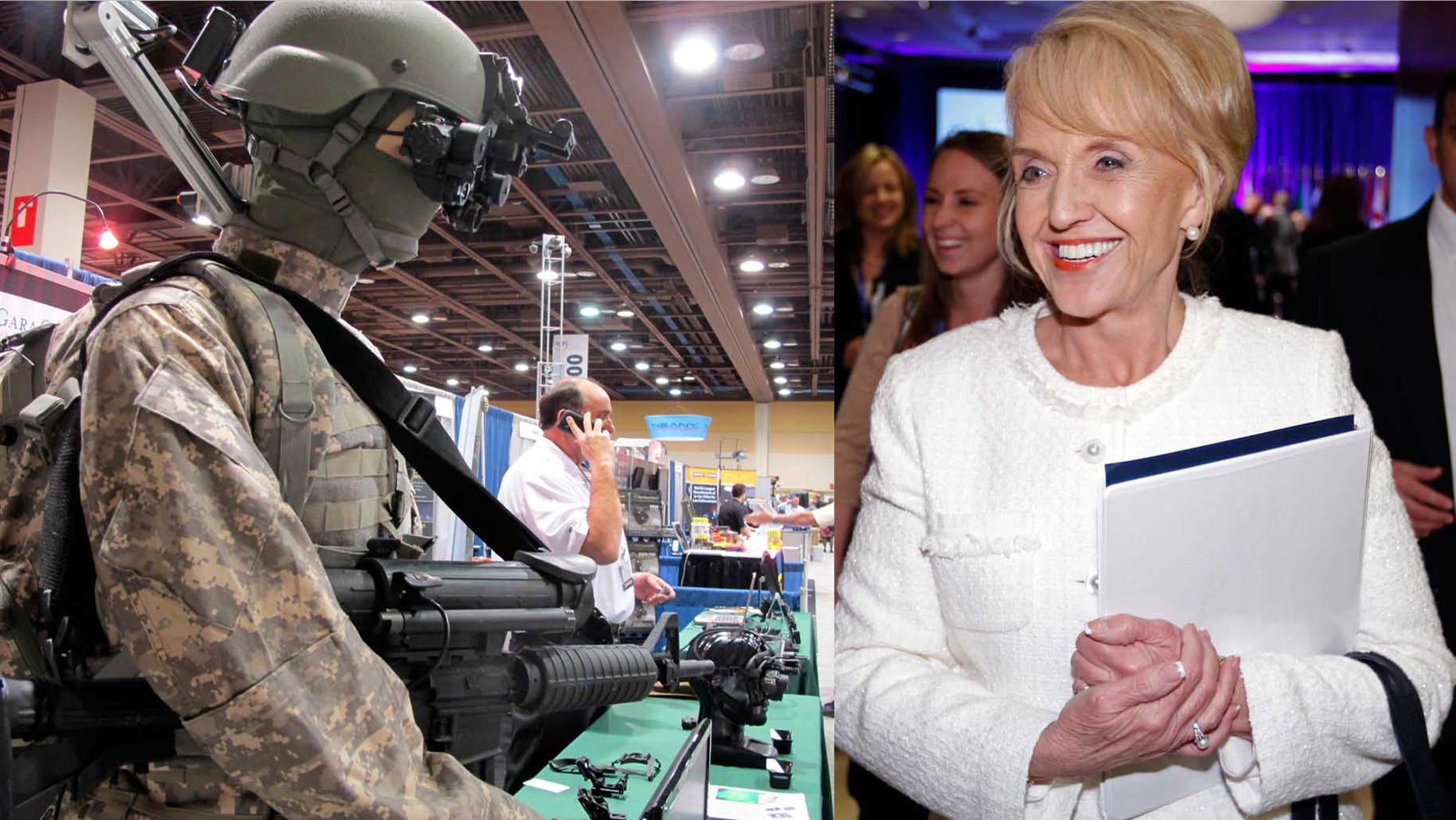 A piece of new technology at the Border Expo pictured left. Arizona Governor Jan Brewer pictured at the right. (FILE PHOTO)