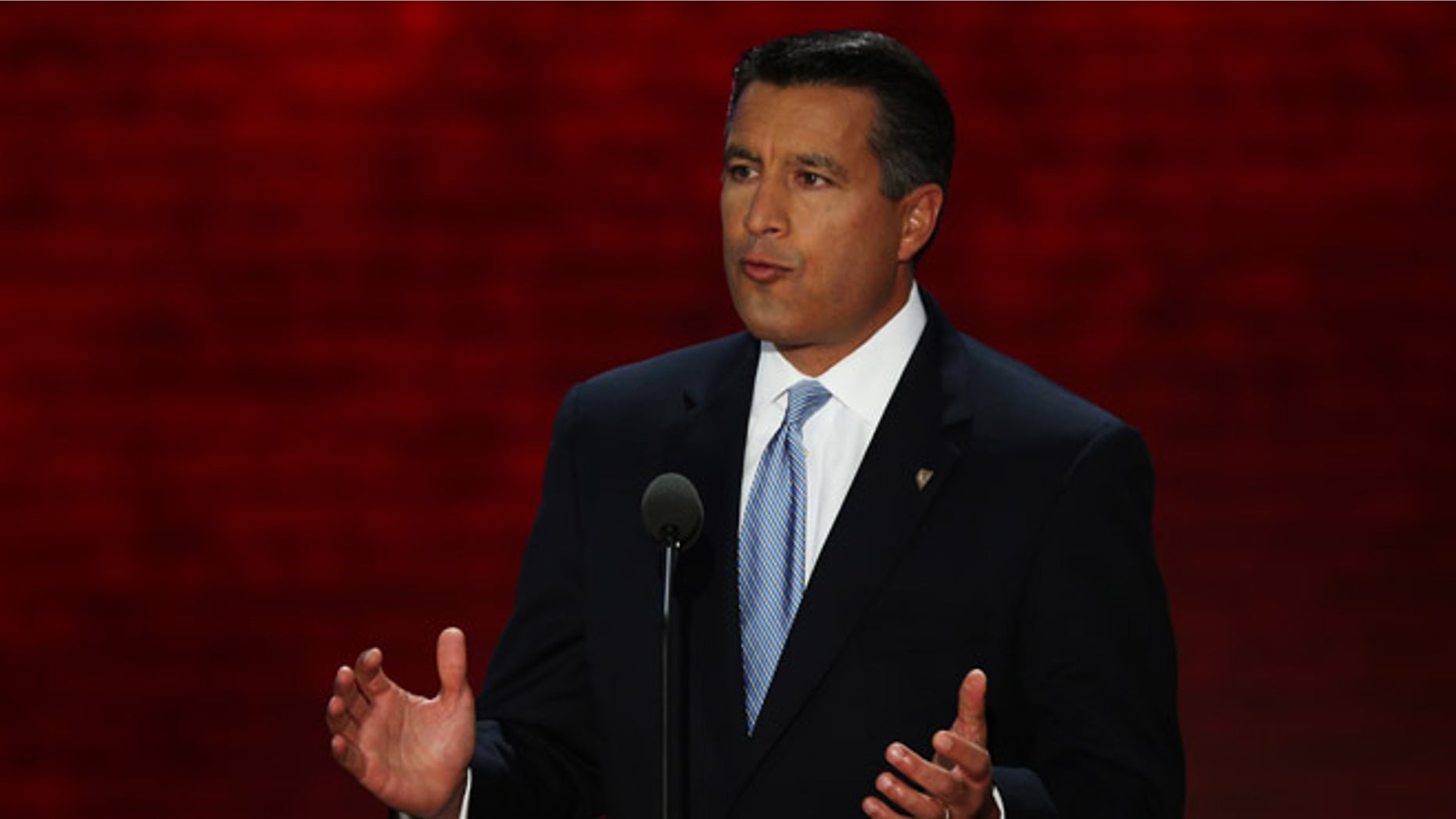 TAMPA, FL - AUGUST 28: Nevada Gov. Brian Sandoval speaks during the Republican National Convention at the Tampa Bay Times Forum on August 28, 2012 in Tampa, Florida. Today is the first full session of the RNC after the start was delayed due to Tropical Storm Isaac. (Photo by Mark Wilson/Getty Images)