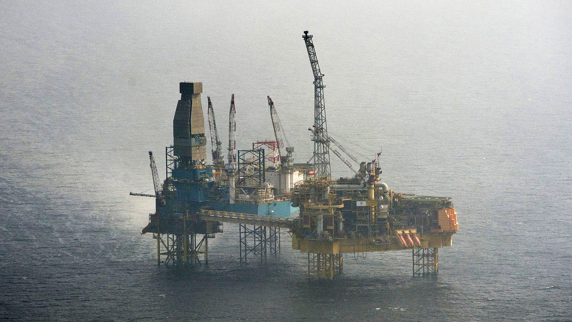 March 28, 2012: This aerial shot provided by Greenpeace shows Total's Elgin Wellhead Platform in the North Sea off the shore of Scotland.