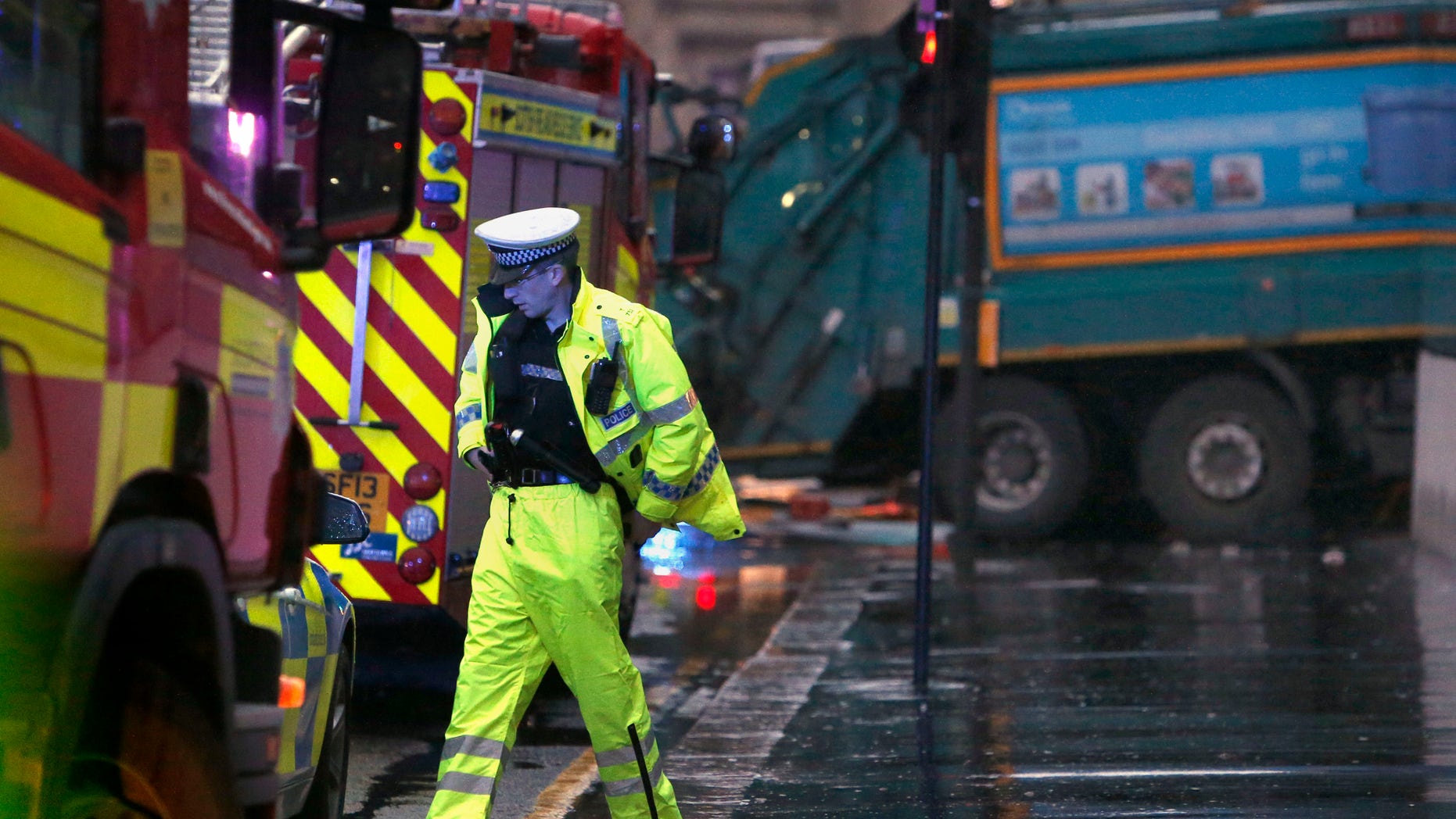 Dec. 22, 2014 - The scene in George Square in Glasgow Scotland after a garbage truck crashed into a group of pedestrians. Emergency services responded to the incident in the central part of the city.