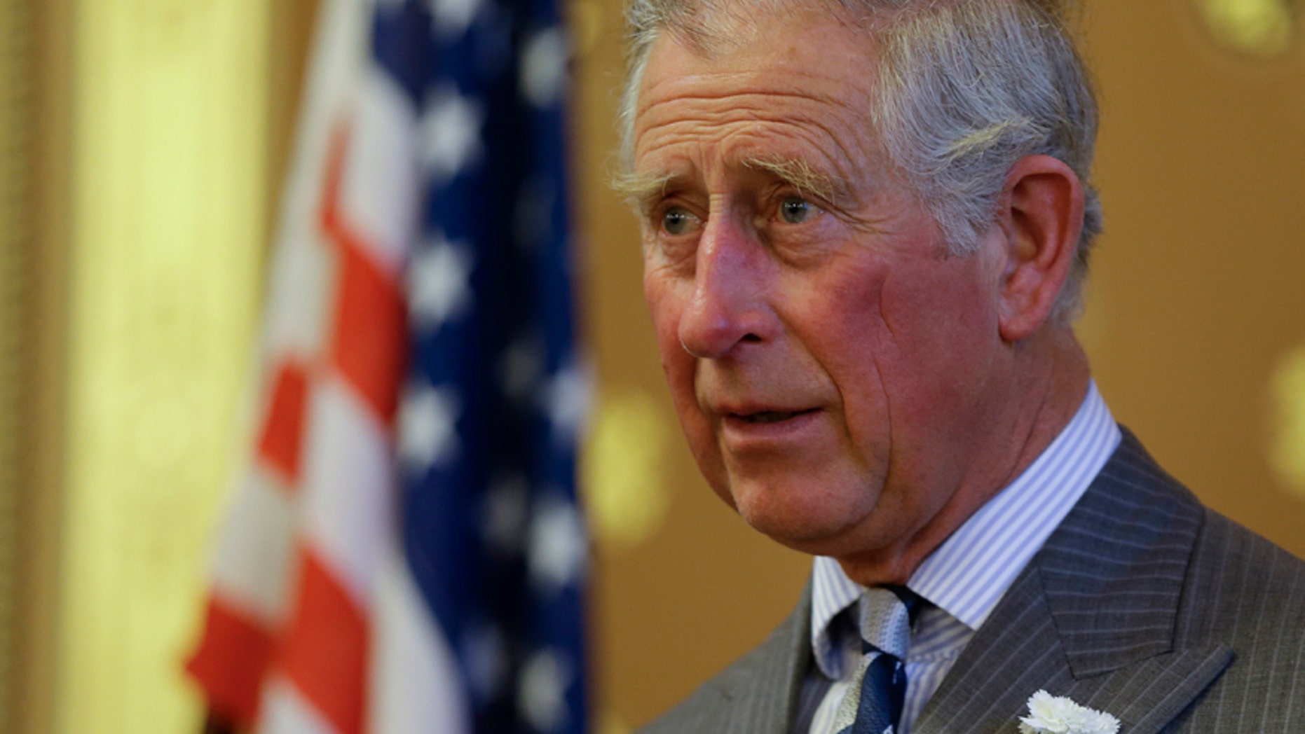 Britain's Prince Charles, Honorary Patron, Association of Marshall Scholars makes a speech at a reception to celebrate the 60th Anniversary of The Marshall Scholarships at the Foreign and Commonwealth Office, in London, Thursday, May 8, 2014.