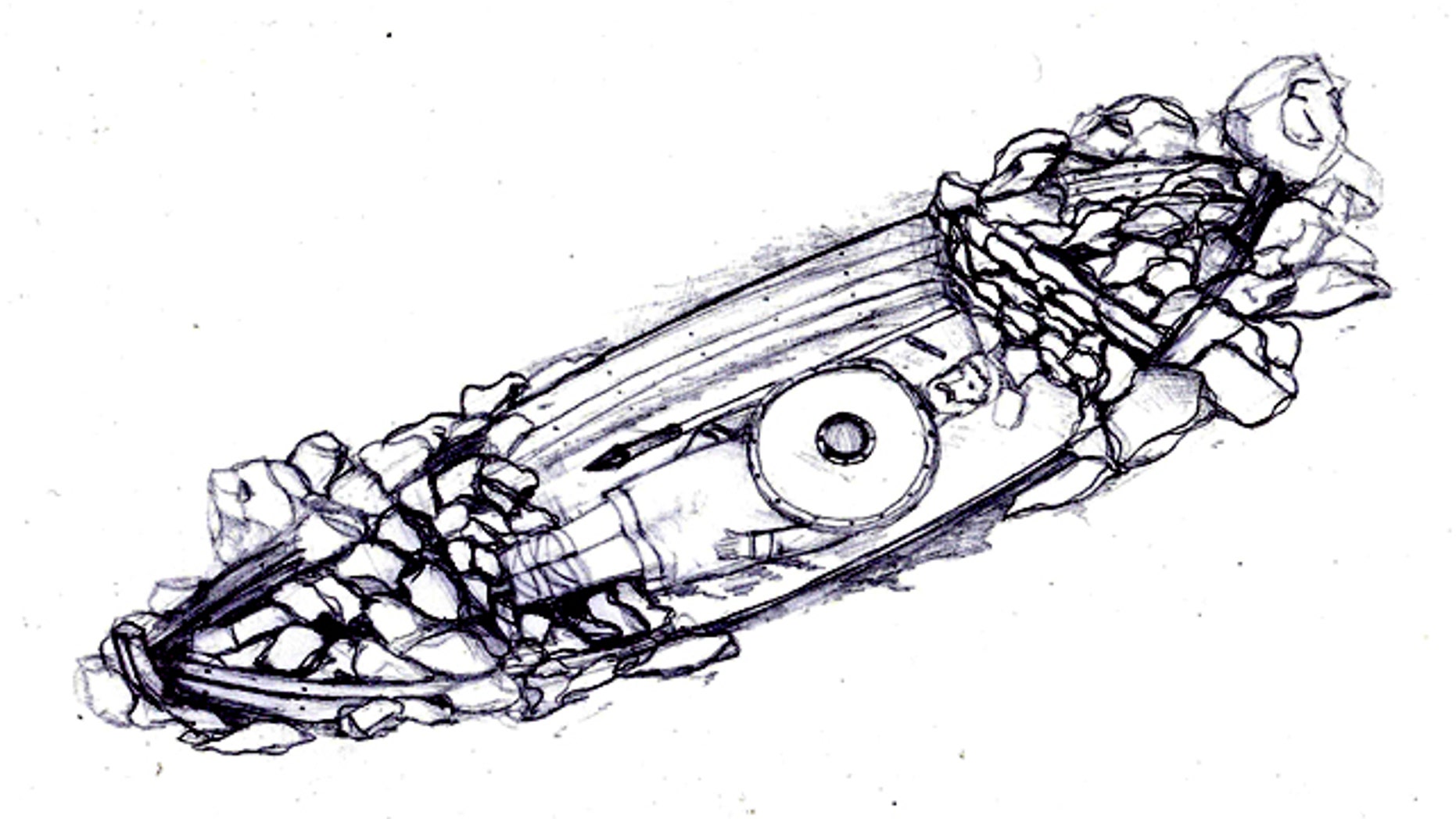 Oct. 19, 2011: A University of Manchester sketch of a Viking Boat Burial.